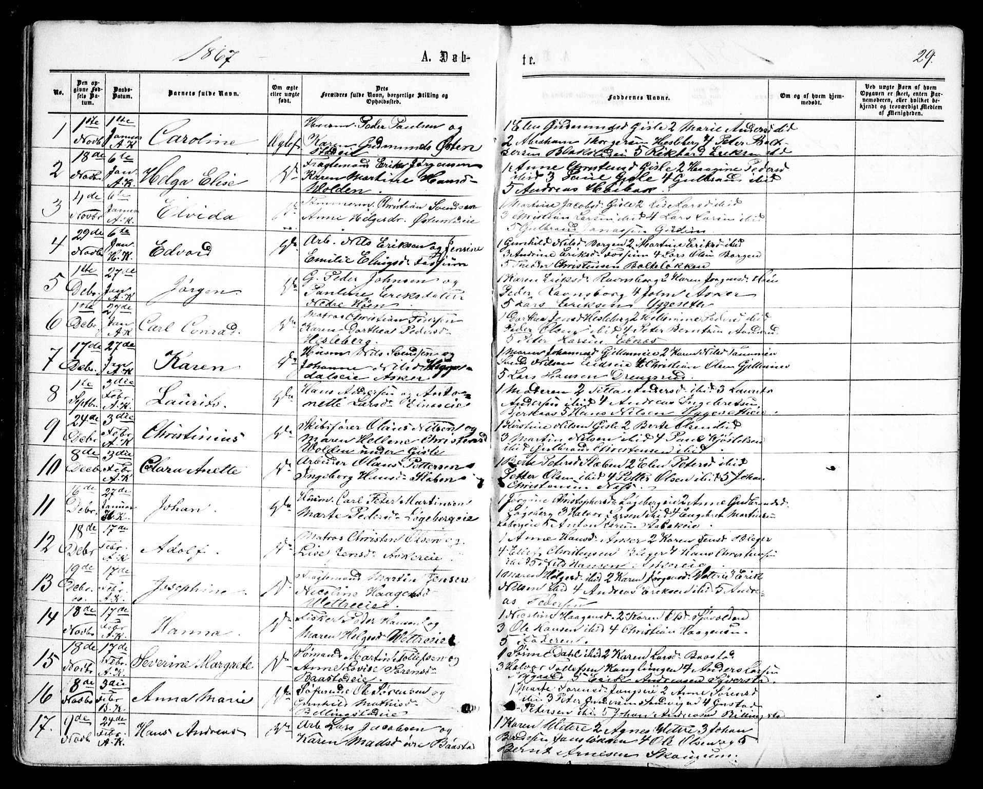 Asker prestekontor Kirkebøker, AV/SAO-A-10256a/F/Fa/L0008: Parish register (official) no. I 8, 1865-1878, p. 29