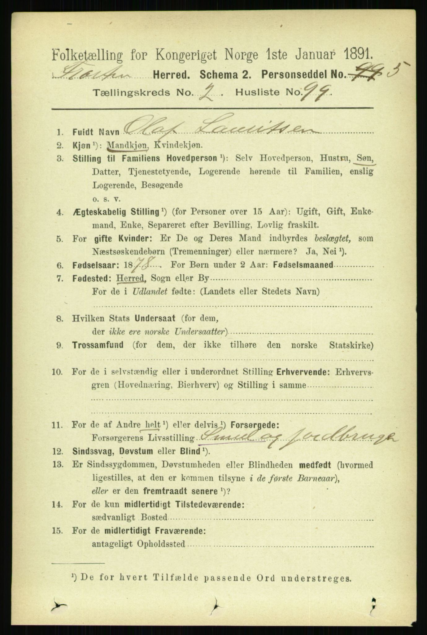 RA, 1891 census for 1717 Frosta, 1891, p. 1686