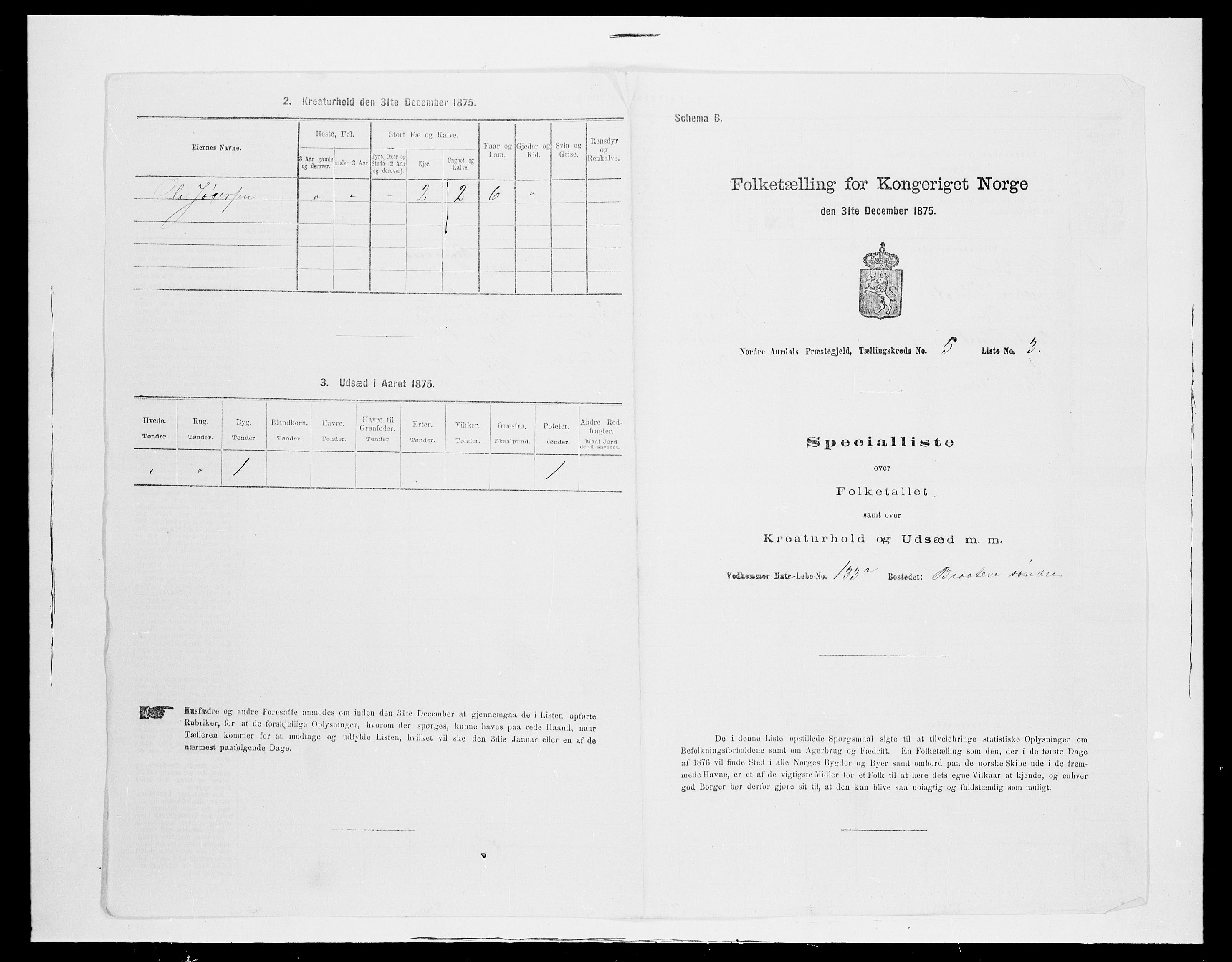 SAH, 1875 census for 0542P Nord-Aurdal, 1875, p. 735