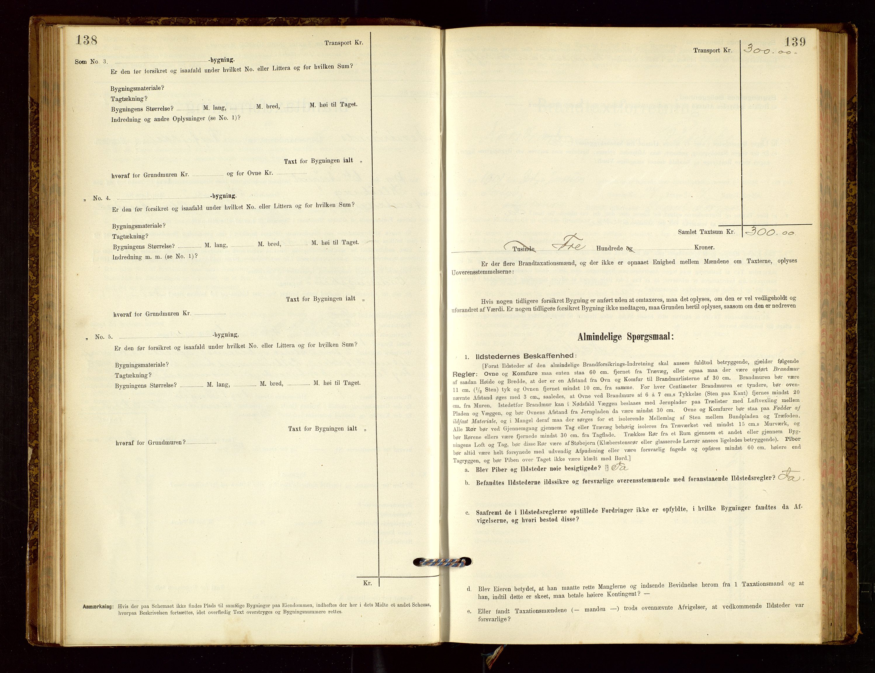 Nedstrand lensmannskontor, SAST/A-100236/Gob/L0001: "Brandtaxationsprotokol for Nerstrand Lensmandsdistrikt Ryfylke fogderi", 1895-1915, p. 138-139
