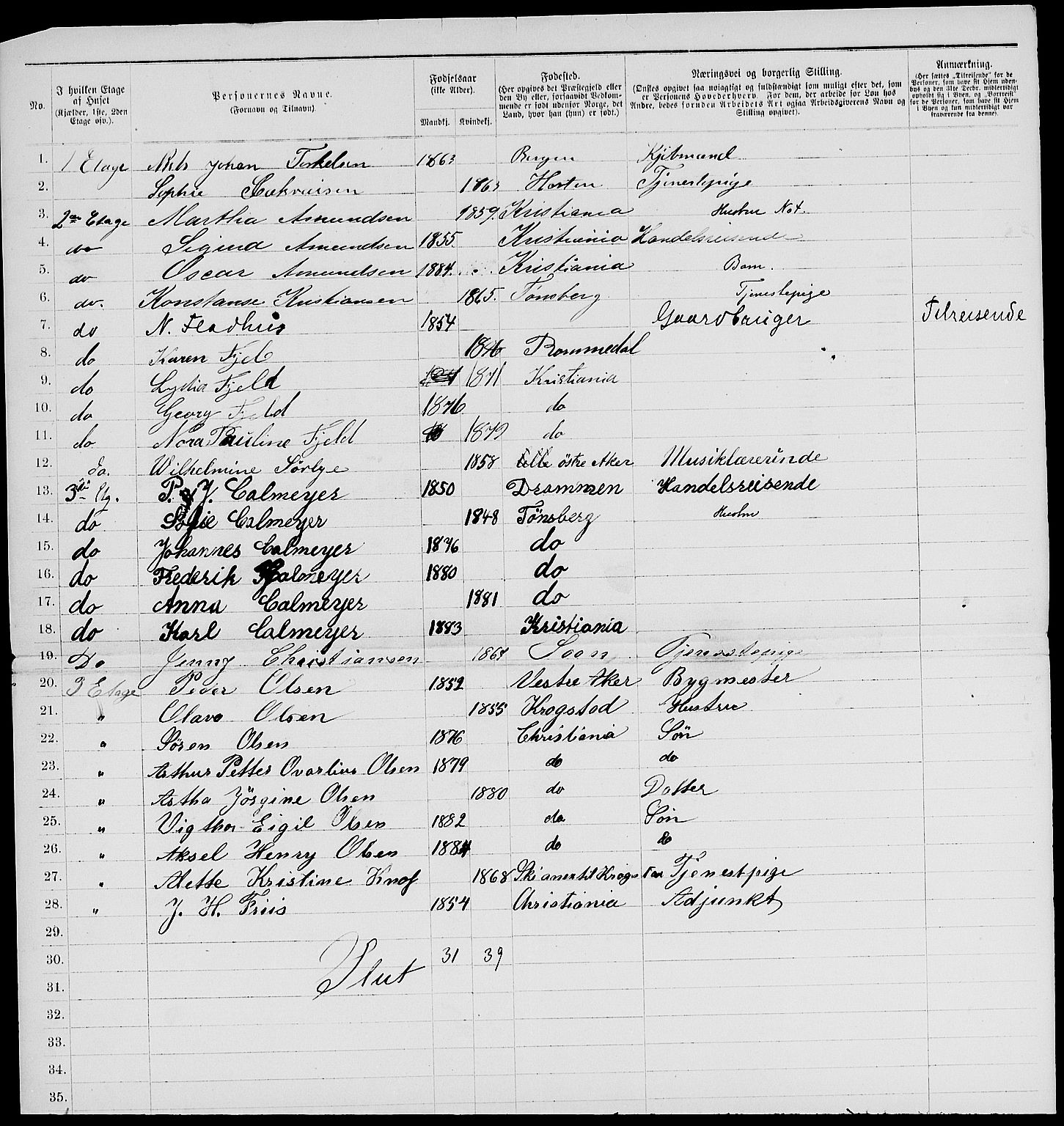 RA, 1885 census for 0301 Kristiania, 1885, p. 6186