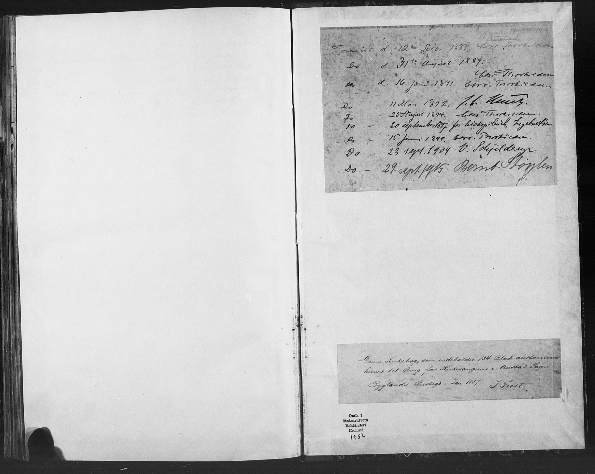 Bygland sokneprestkontor, SAK/1111-0006/F/Fb/Fba/L0002: Parish register (copy) no. B 2, 1886-1919