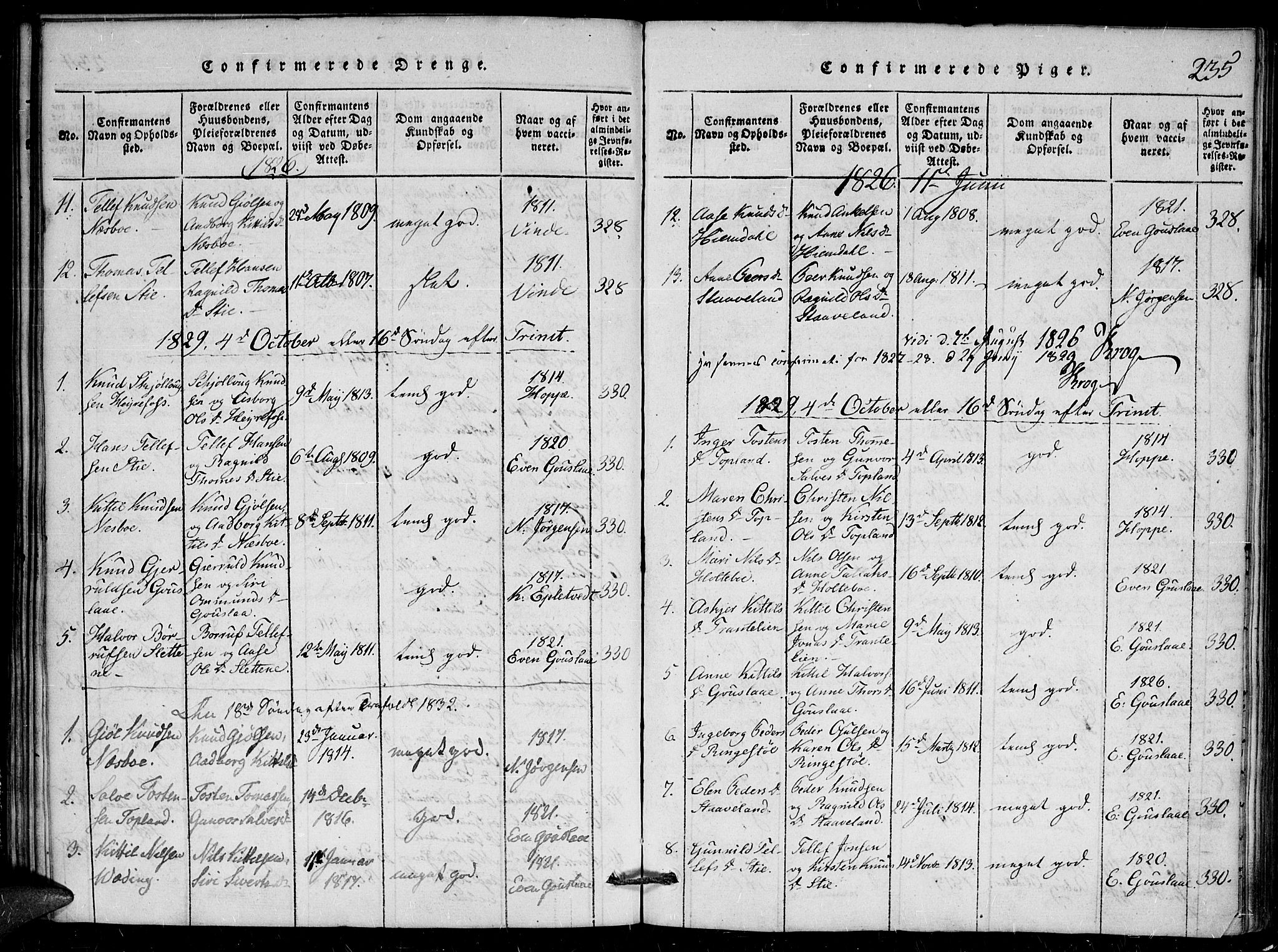 Herefoss sokneprestkontor, AV/SAK-1111-0019/F/Fa/Faa/L0001: Parish register (official) no. A 1, 1816-1860, p. 235