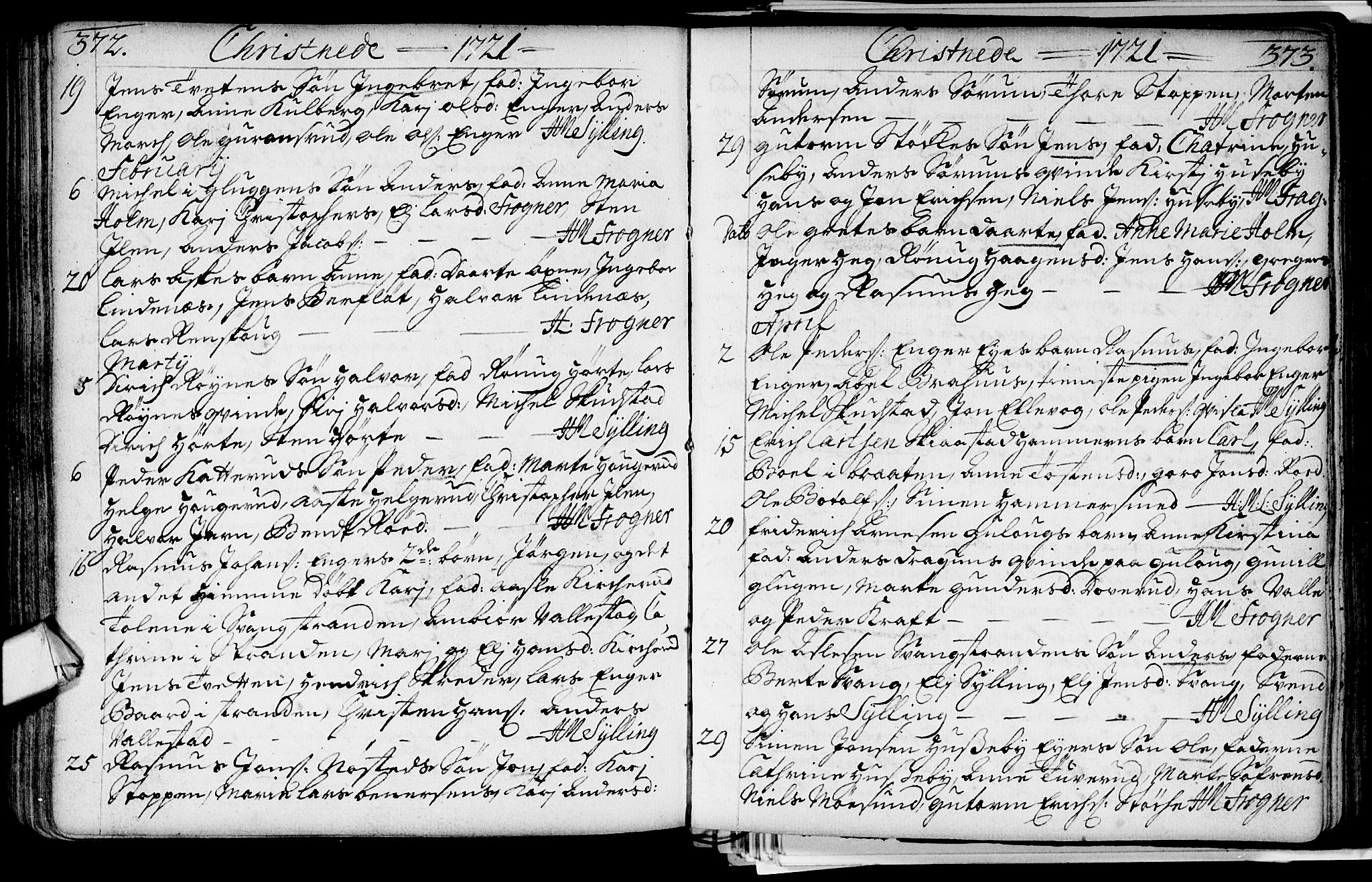 Lier kirkebøker, AV/SAKO-A-230/F/Fa/L0002: Parish register (official) no. I 2, 1701-1726, p. 372-373