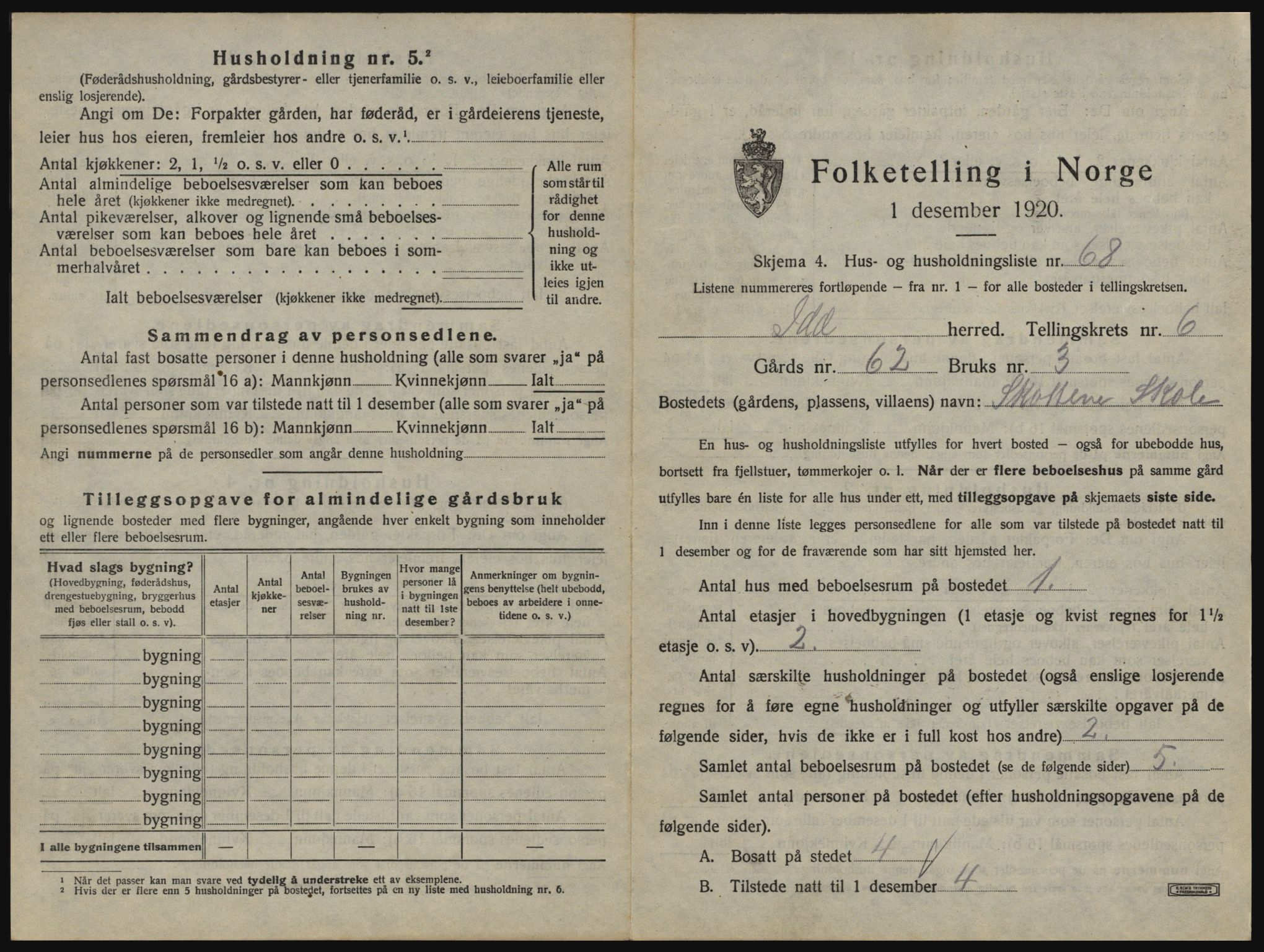 SAO, 1920 census for Idd, 1920, p. 1006