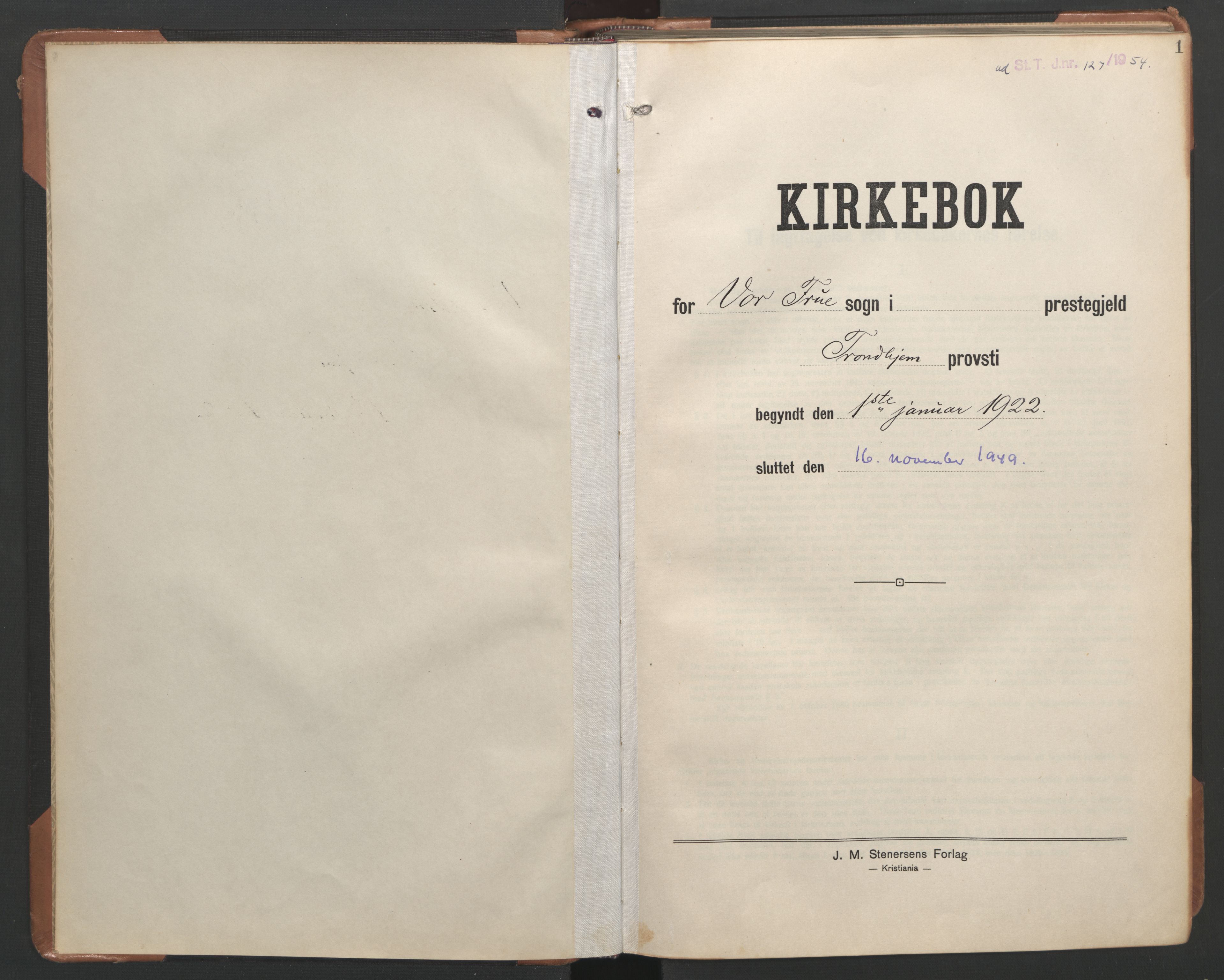 Ministerialprotokoller, klokkerbøker og fødselsregistre - Sør-Trøndelag, SAT/A-1456/602/L0150: Parish register (copy) no. 602C18, 1922-1949