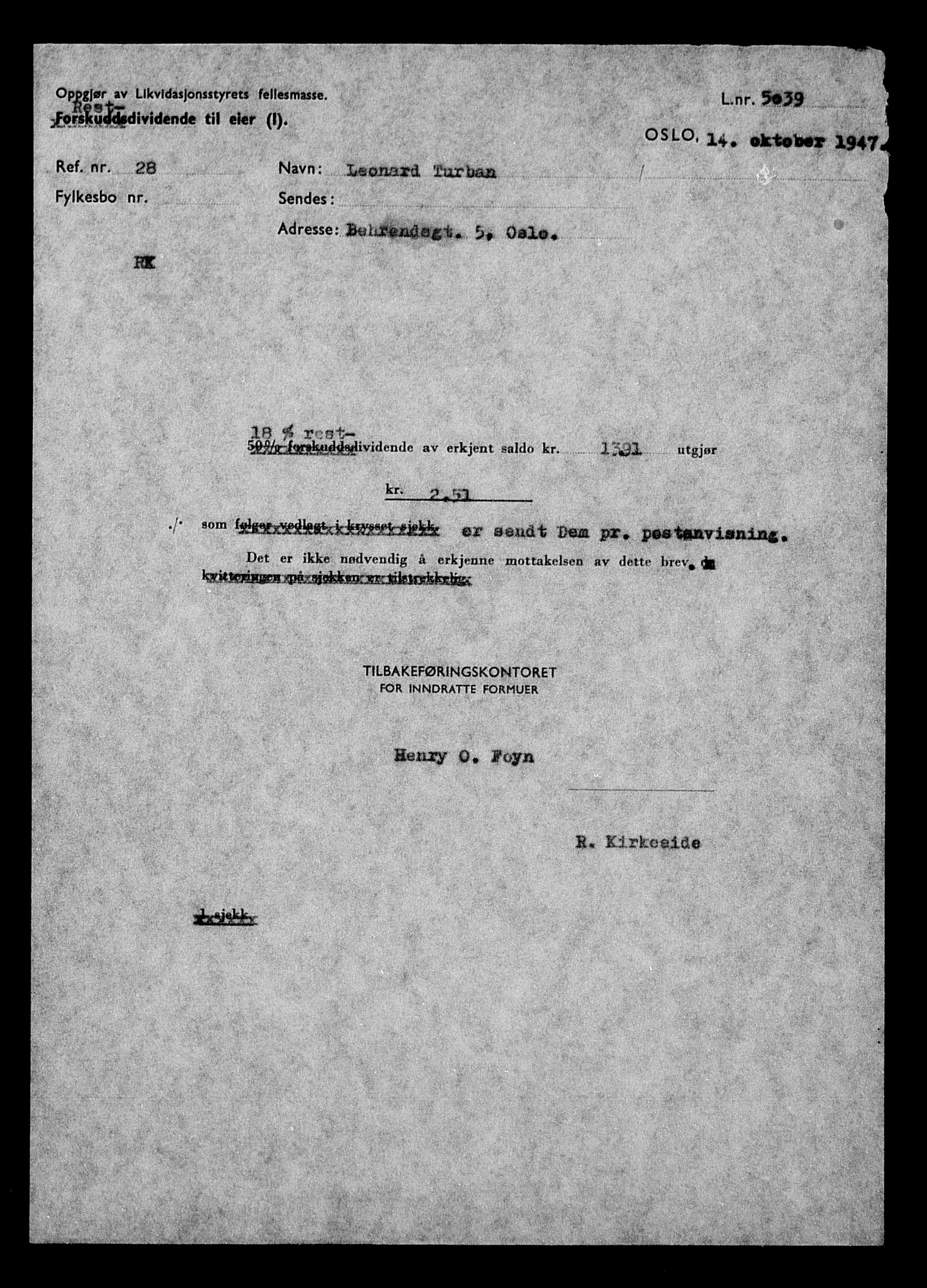 Justisdepartementet, Tilbakeføringskontoret for inndratte formuer, AV/RA-S-1564/H/Hc/Hcc/L0984: --, 1945-1947, p. 599