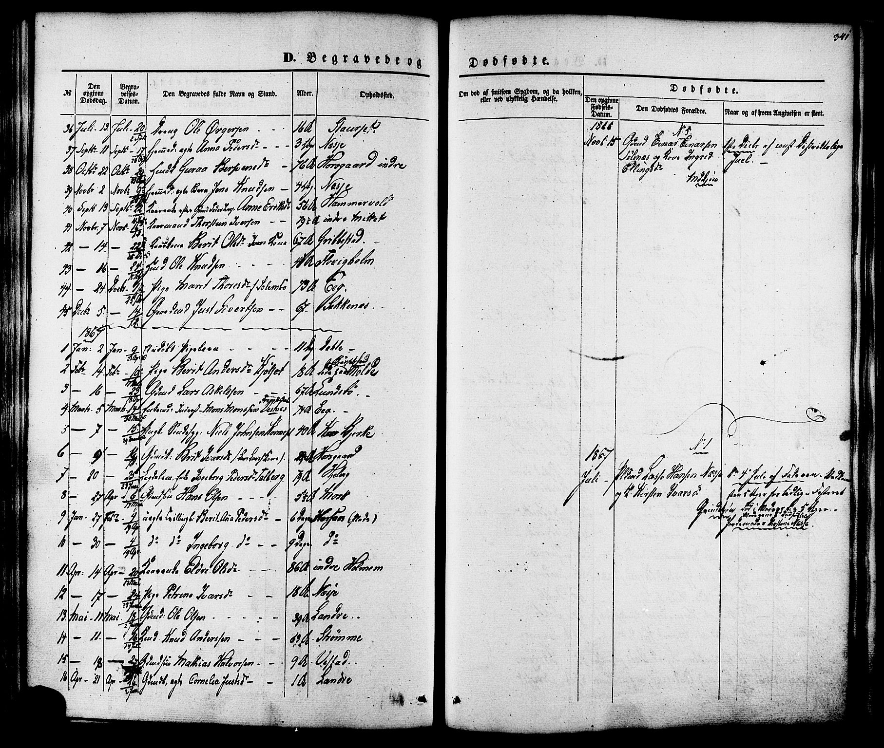 Ministerialprotokoller, klokkerbøker og fødselsregistre - Møre og Romsdal, AV/SAT-A-1454/547/L0603: Parish register (official) no. 547A05, 1846-1877, p. 341