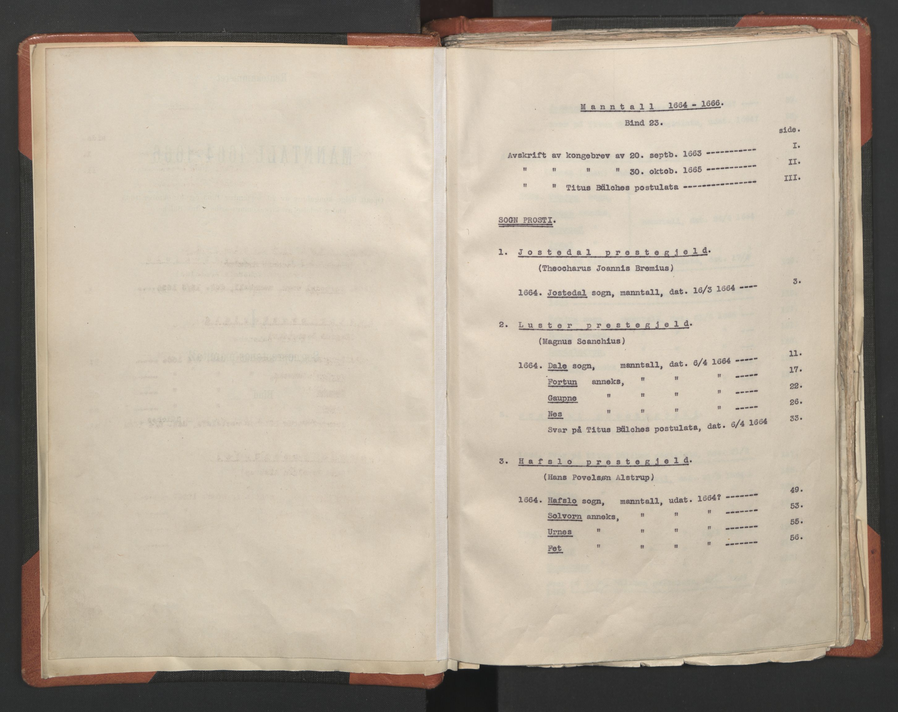 RA, Vicar's Census 1664-1666, no. 23: Sogn deanery, 1664-1666