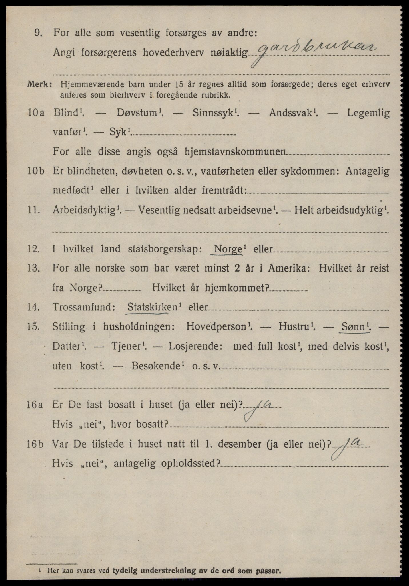 SAT, 1920 census for Stranda, 1920, p. 3566