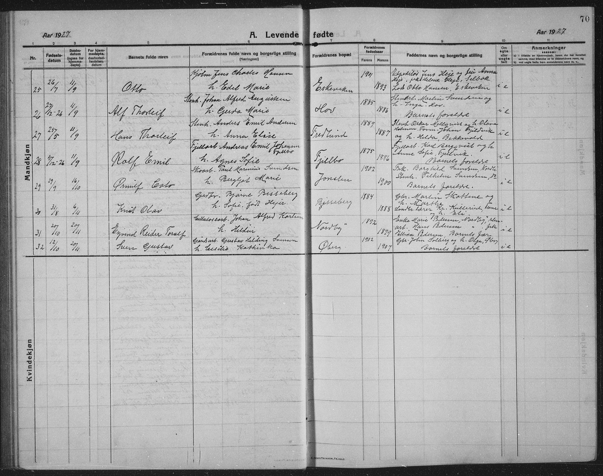 Idd prestekontor Kirkebøker, SAO/A-10911/G/Gb/L0003: Parish register (copy) no. II 3, 1914-1940, p. 70