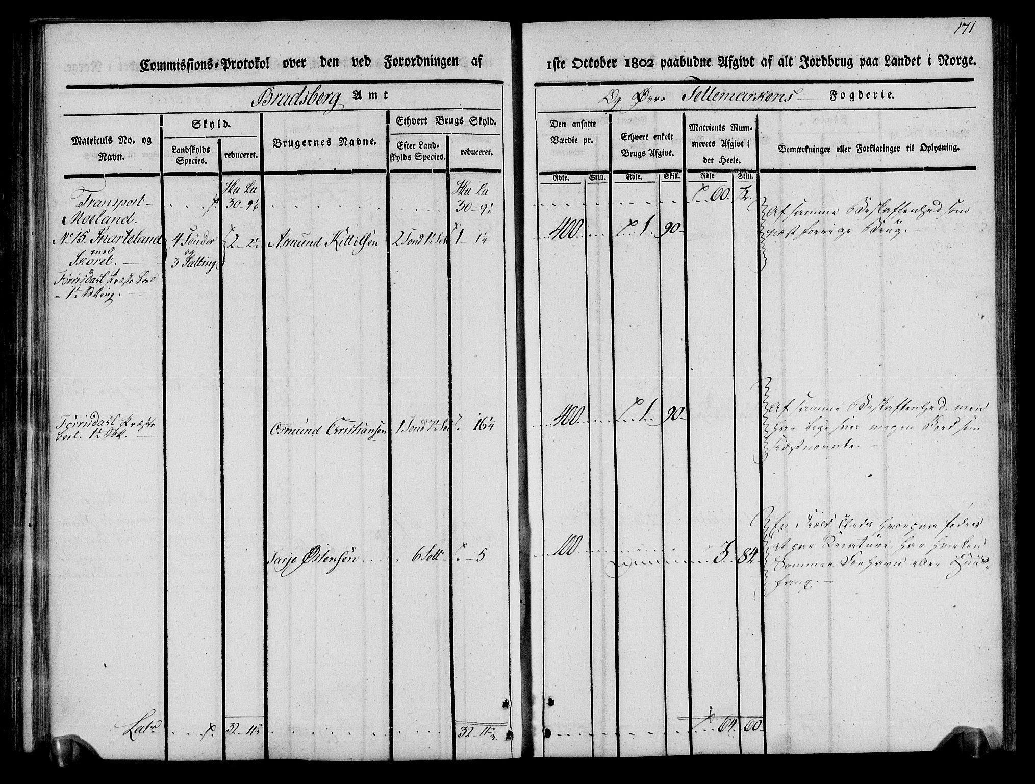 Rentekammeret inntil 1814, Realistisk ordnet avdeling, AV/RA-EA-4070/N/Ne/Nea/L0075: Øvre Telemarken fogderi. Kommisjonsprotokoll for fogderiets vestre del - Kviteseid, Vinje, Moland [):Fyresdal] og Lårdal prestegjeld., 1803, p. 173