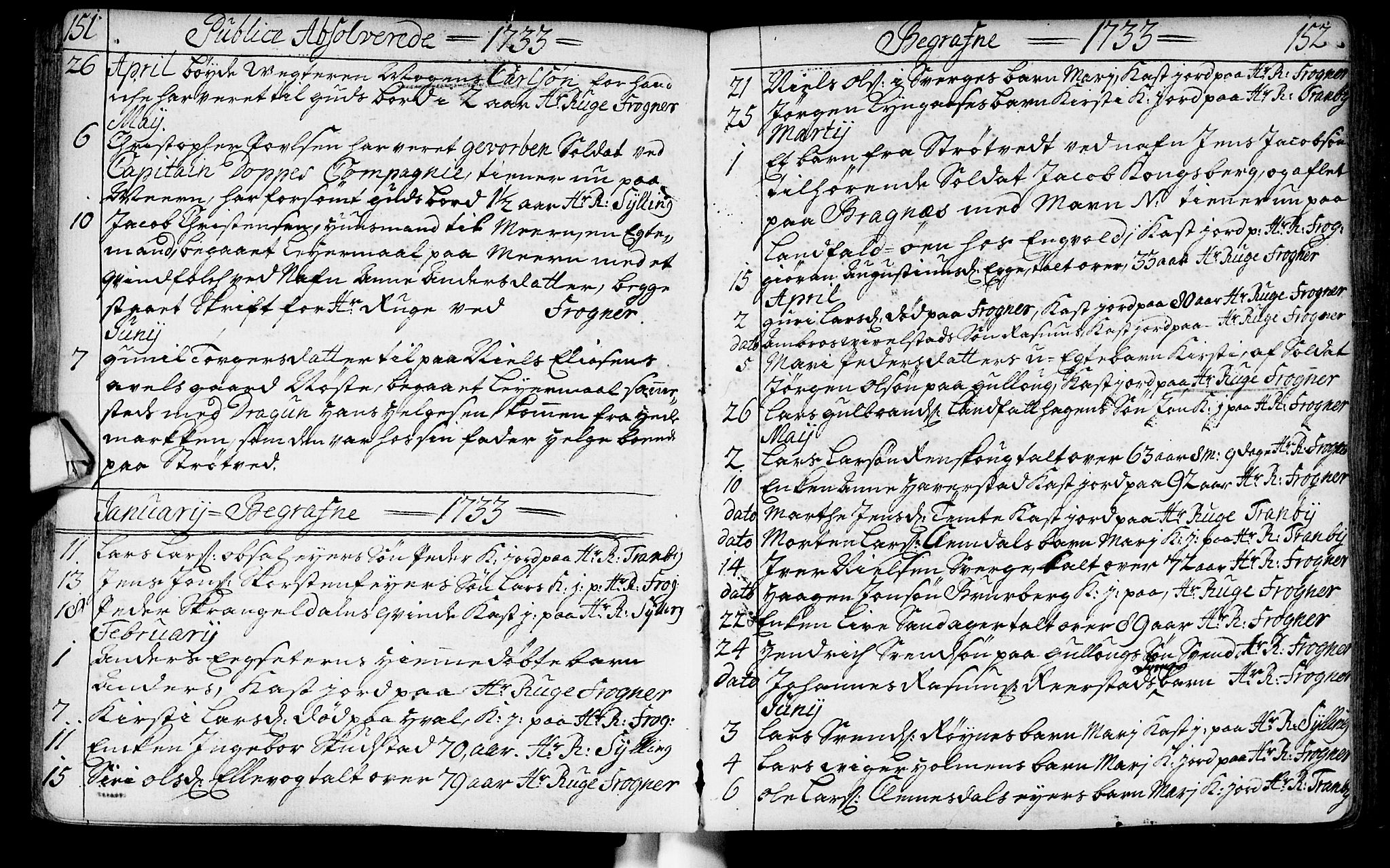 Lier kirkebøker, SAKO/A-230/F/Fa/L0003: Parish register (official) no. I 3, 1727-1748, p. 151-152
