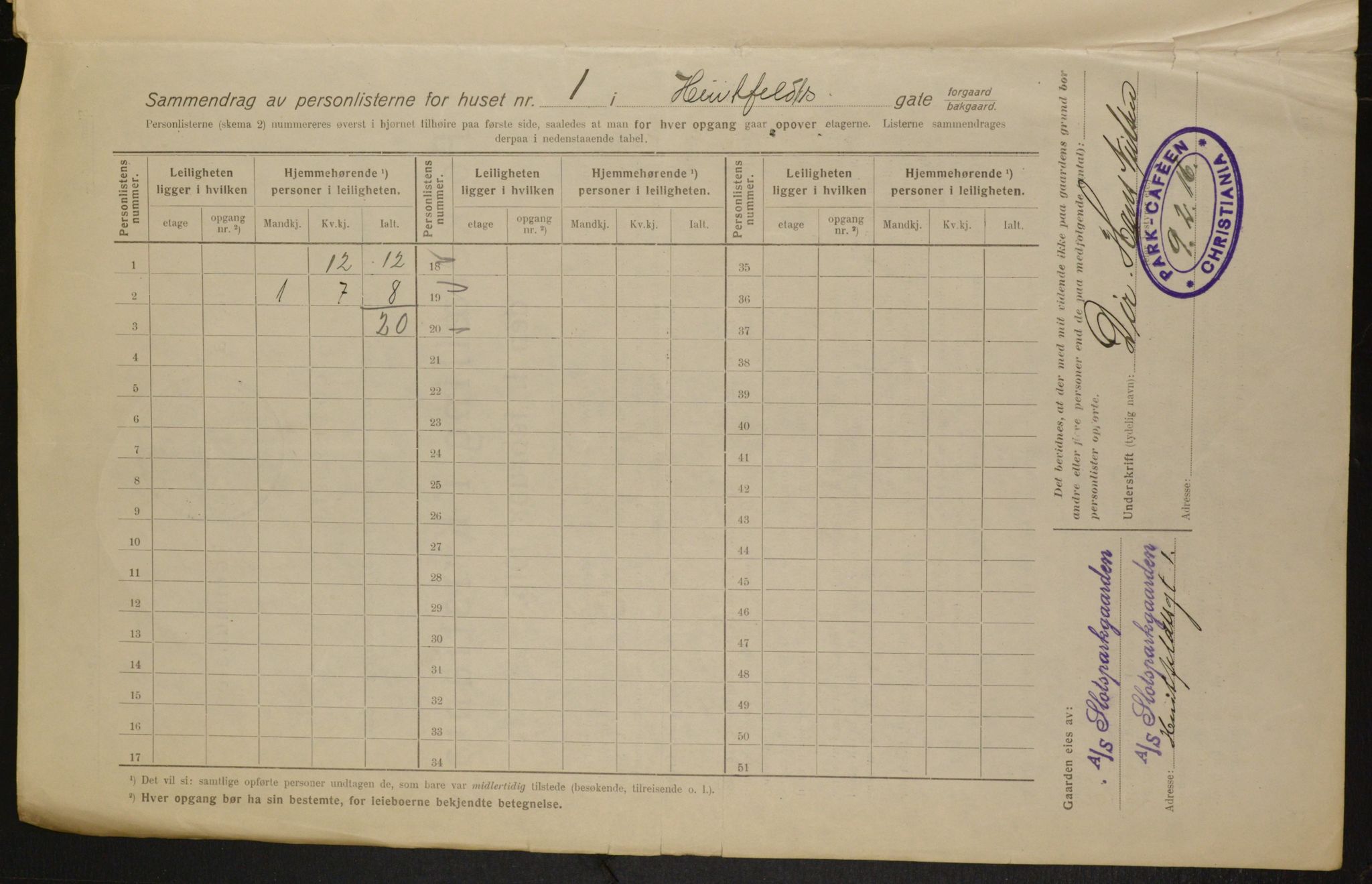 OBA, Municipal Census 1916 for Kristiania, 1916, p. 42196