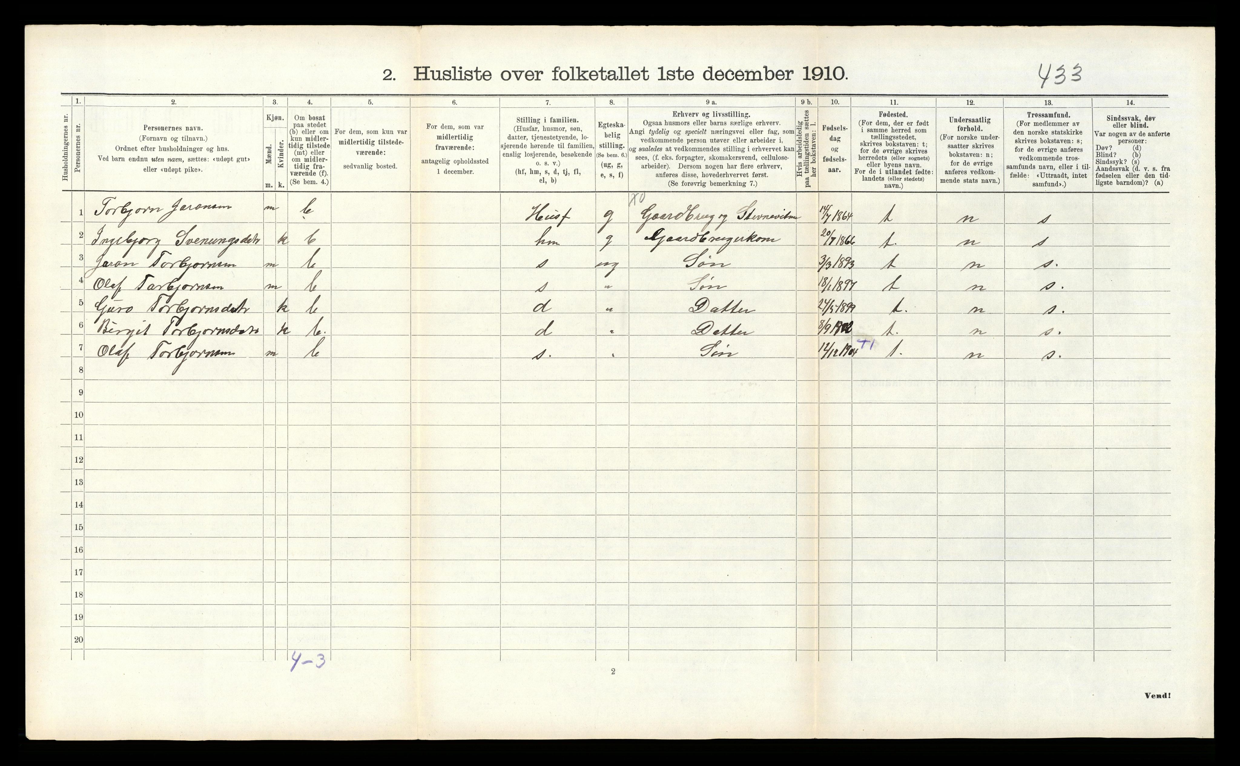 RA, 1910 census for Seljord, 1910, p. 186