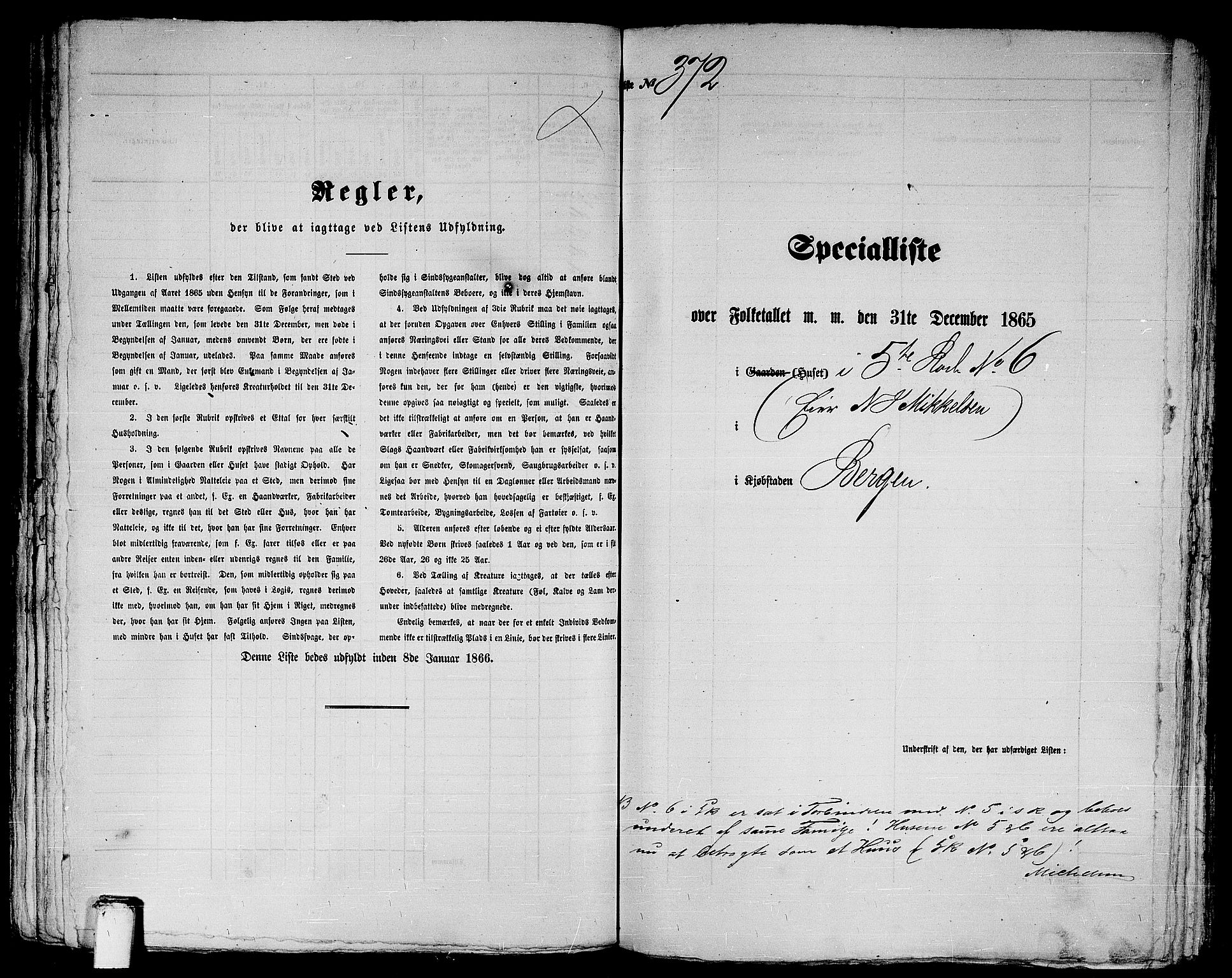 RA, 1865 census for Bergen, 1865, p. 802