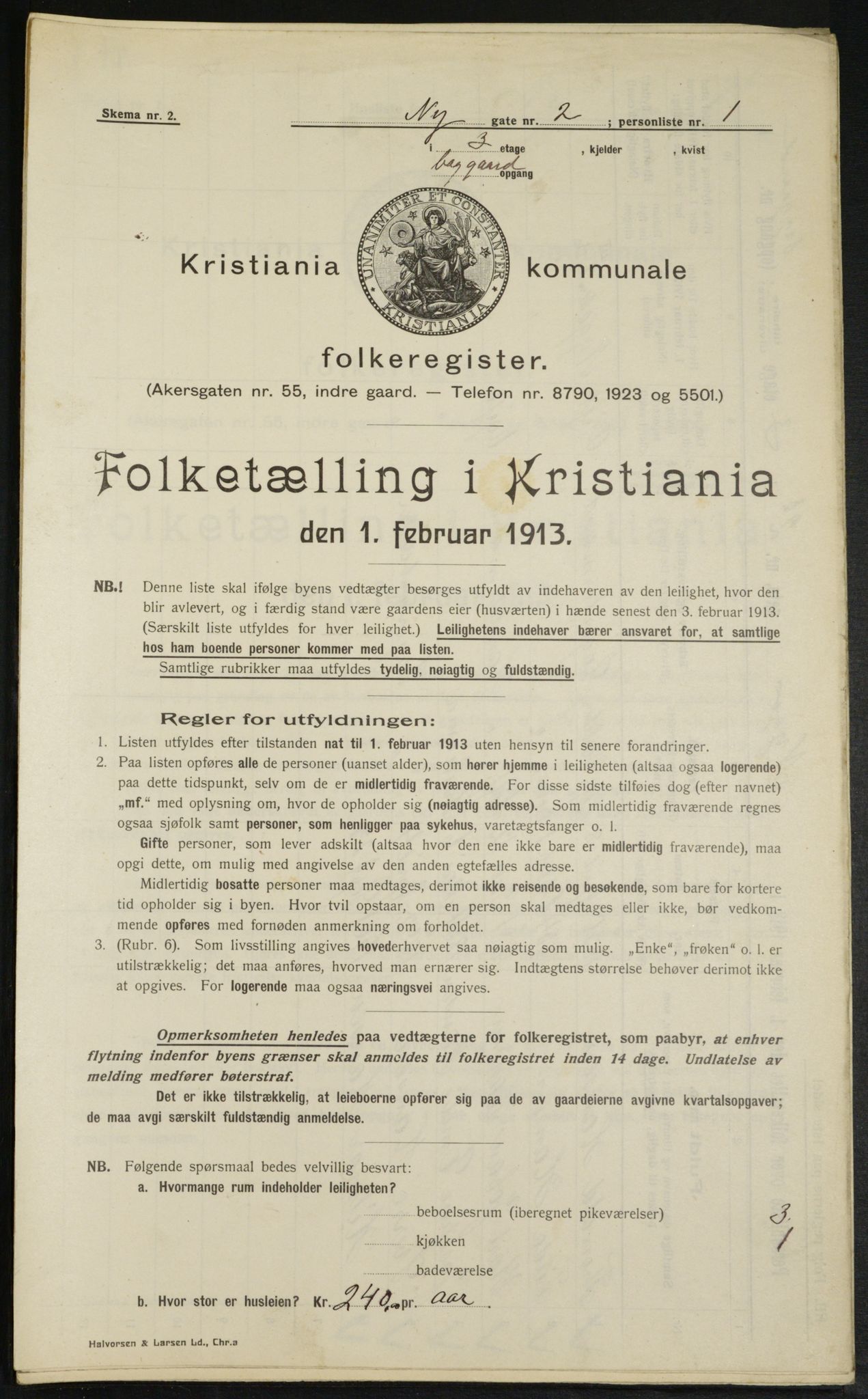 OBA, Municipal Census 1913 for Kristiania, 1913, p. 74008