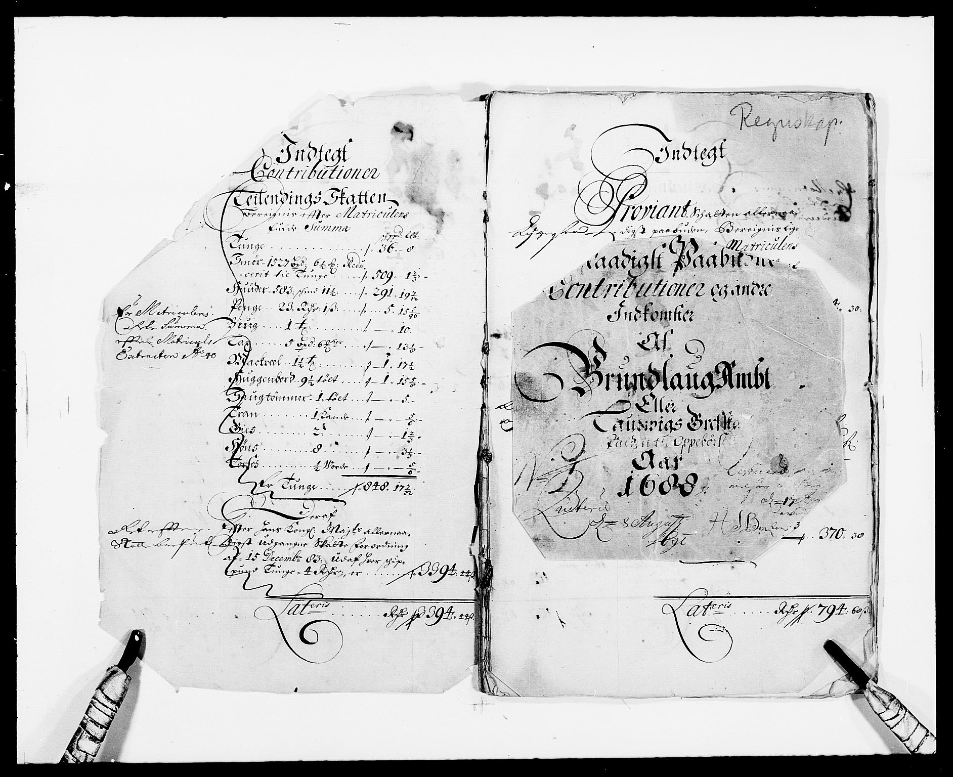 Rentekammeret inntil 1814, Reviderte regnskaper, Fogderegnskap, RA/EA-4092/R33/L1971: Fogderegnskap Larvik grevskap, 1688-1689, p. 2