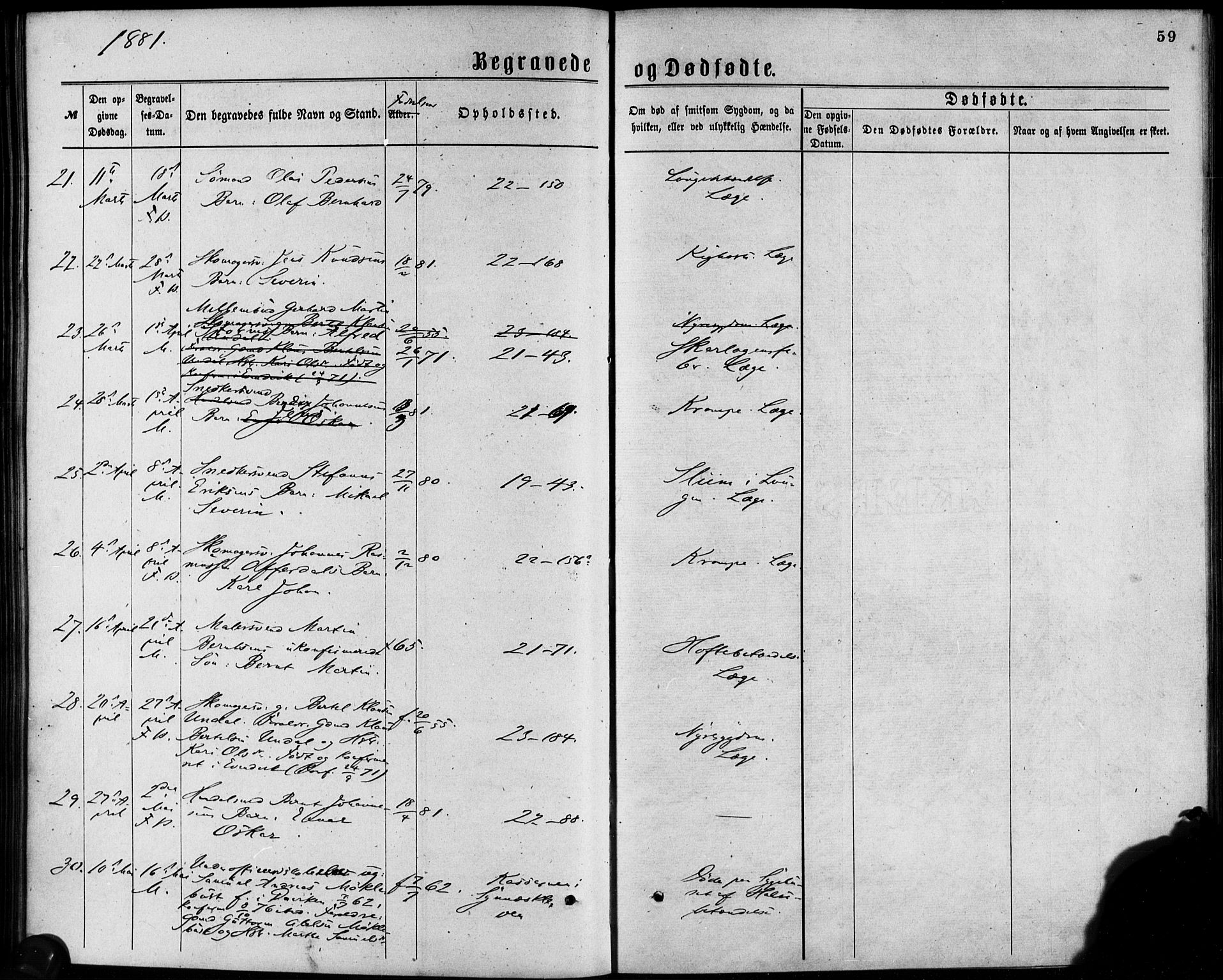 Korskirken sokneprestembete, AV/SAB-A-76101/H/Haa/L0046: Parish register (official) no. E 4, 1875-1883, p. 59