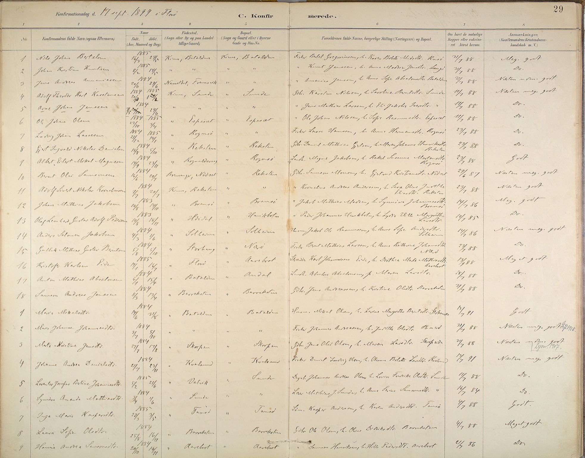 Kinn sokneprestembete, SAB/A-80801/H/Haa/Haab/L0006: Parish register (official) no. B 6, 1883-1925, p. 29