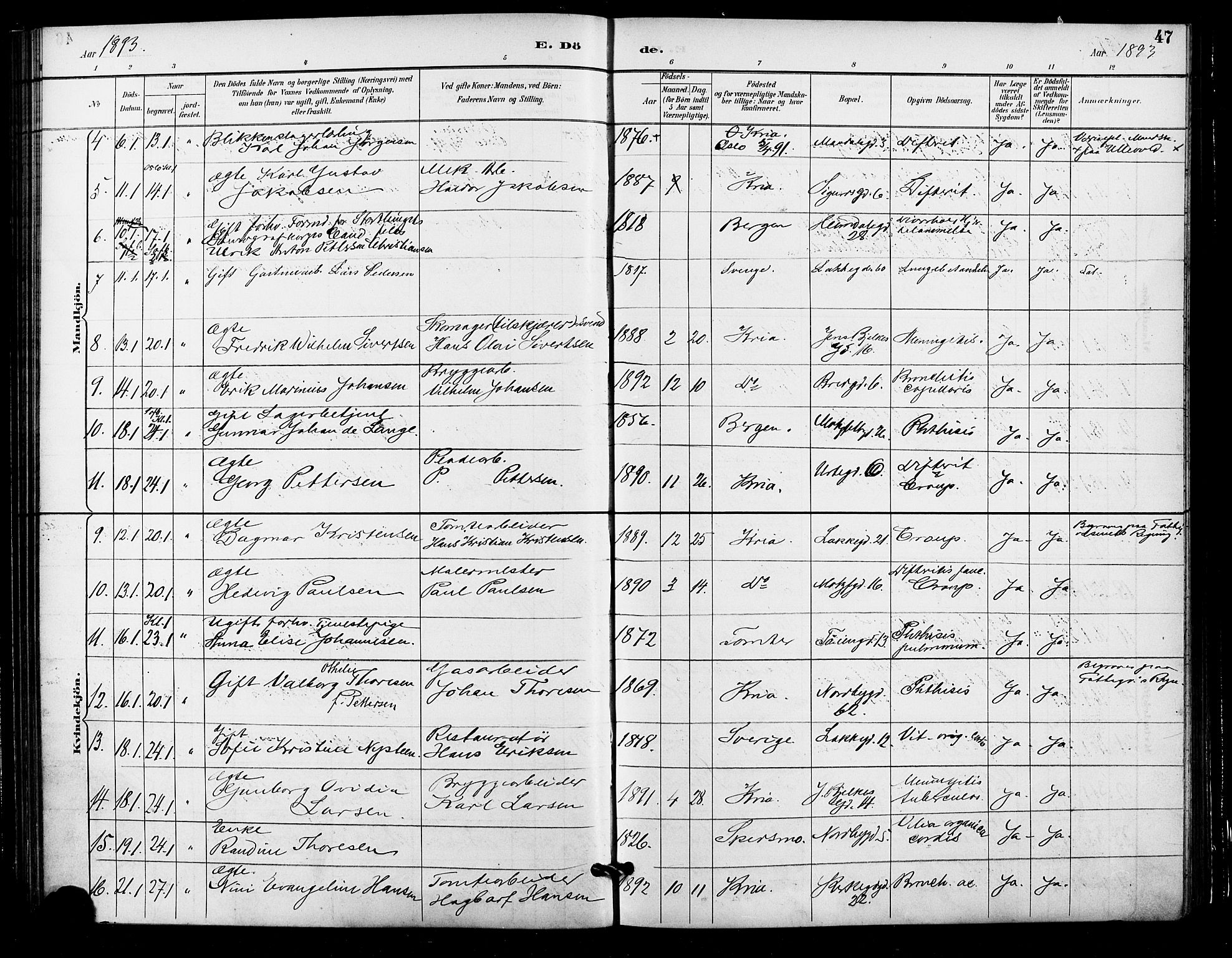 Grønland prestekontor Kirkebøker, AV/SAO-A-10848/F/Fa/L0010: Parish register (official) no. 10, 1891-1898, p. 47