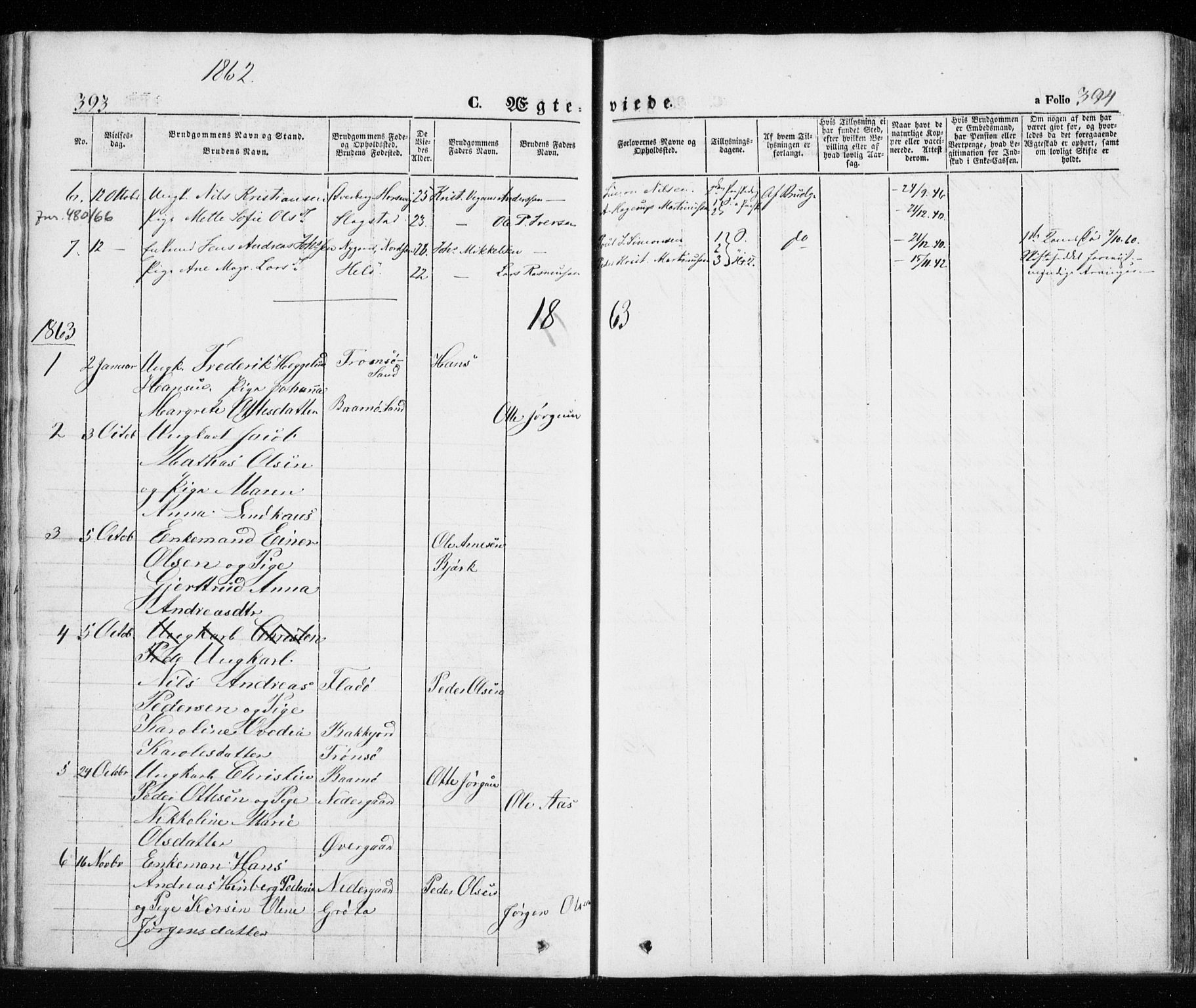 Trondenes sokneprestkontor, SATØ/S-1319/H/Ha/L0010kirke: Parish register (official) no. 10, 1840-1865, p. 393-394