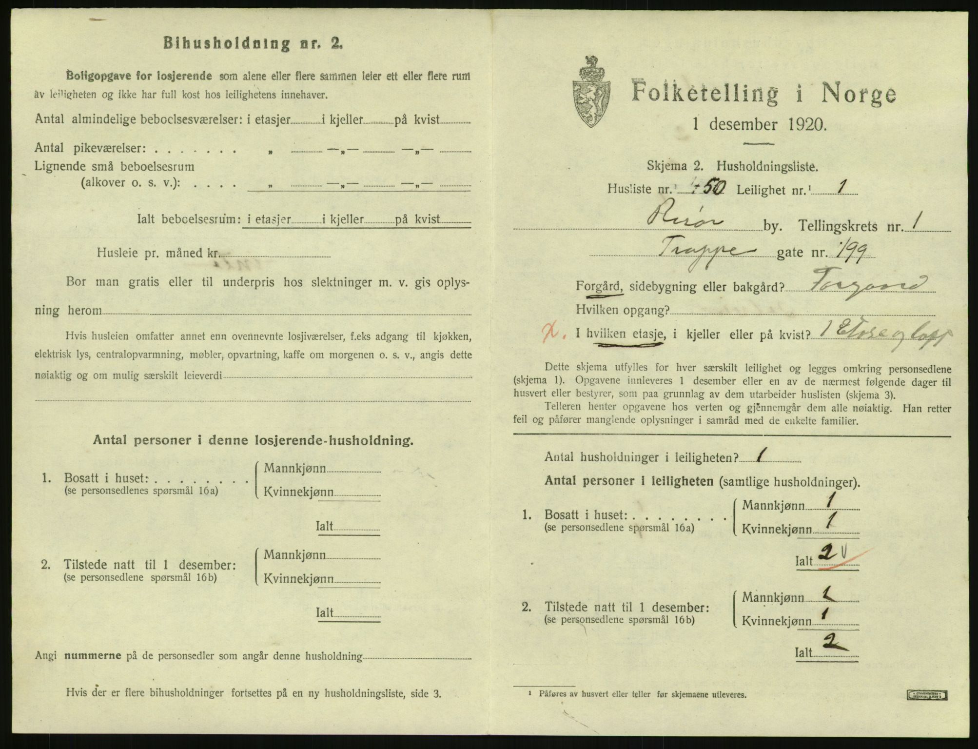 SAK, 1920 census for Risør, 1920, p. 1463