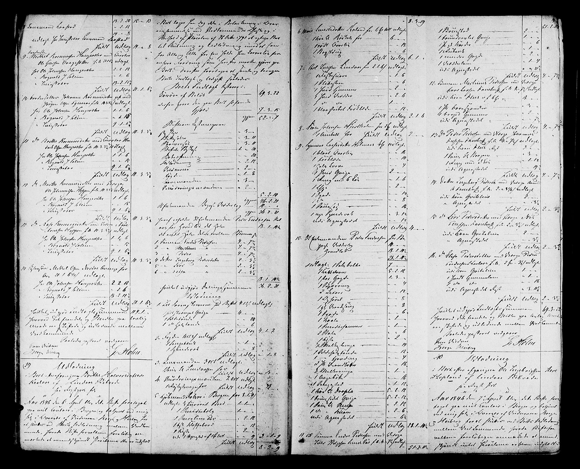 Nordhordland sorenskrivar, AV/SAB-A-2901/1/H/Hd/Hda/L0003: Skifteutlodningsprotokollar, 1846-1851, p. 13b-14a