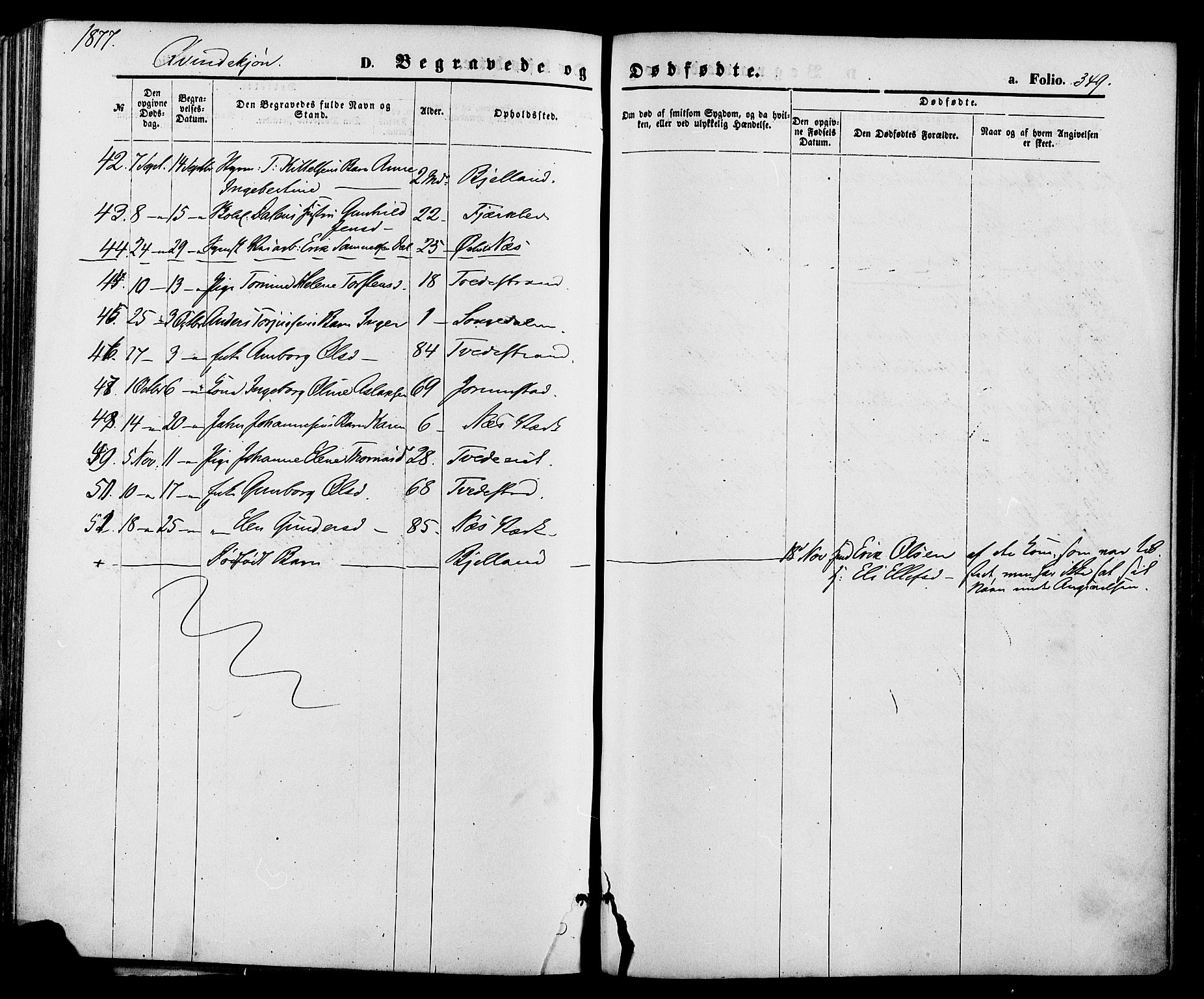 Holt sokneprestkontor, AV/SAK-1111-0021/F/Fa/L0010: Parish register (official) no. A 10, 1872-1885, p. 349