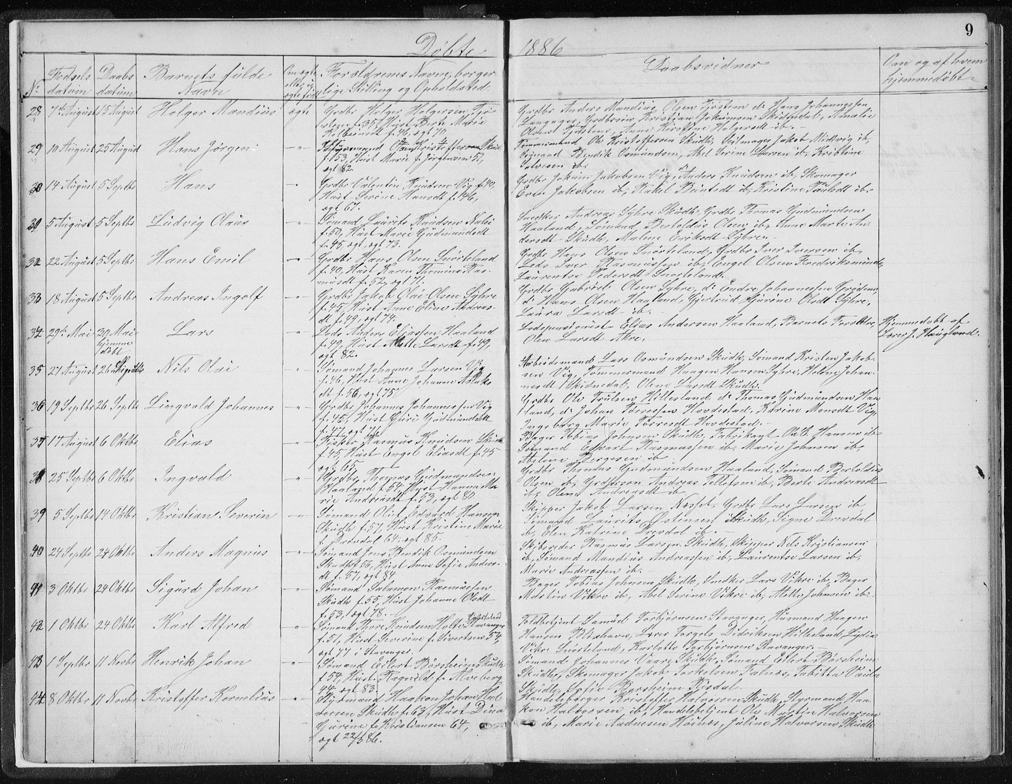 Skudenes sokneprestkontor, AV/SAST-A -101849/H/Ha/Hab/L0007: Parish register (copy) no. B 7, 1885-1899, p. 9