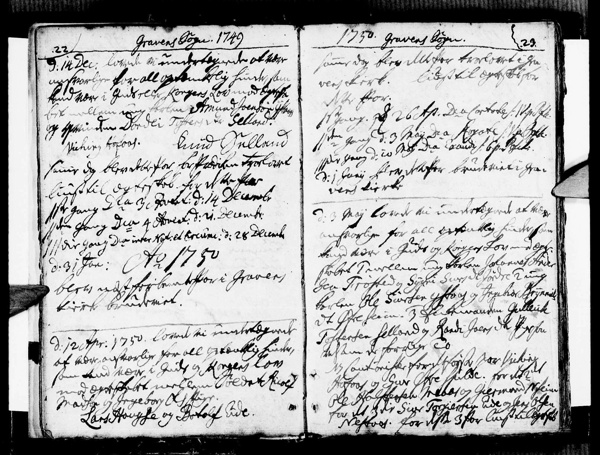 Ulvik sokneprestembete, SAB/A-78801/H/Haa: Parish register (official) no. A 9, 1743-1792, p. 22-23