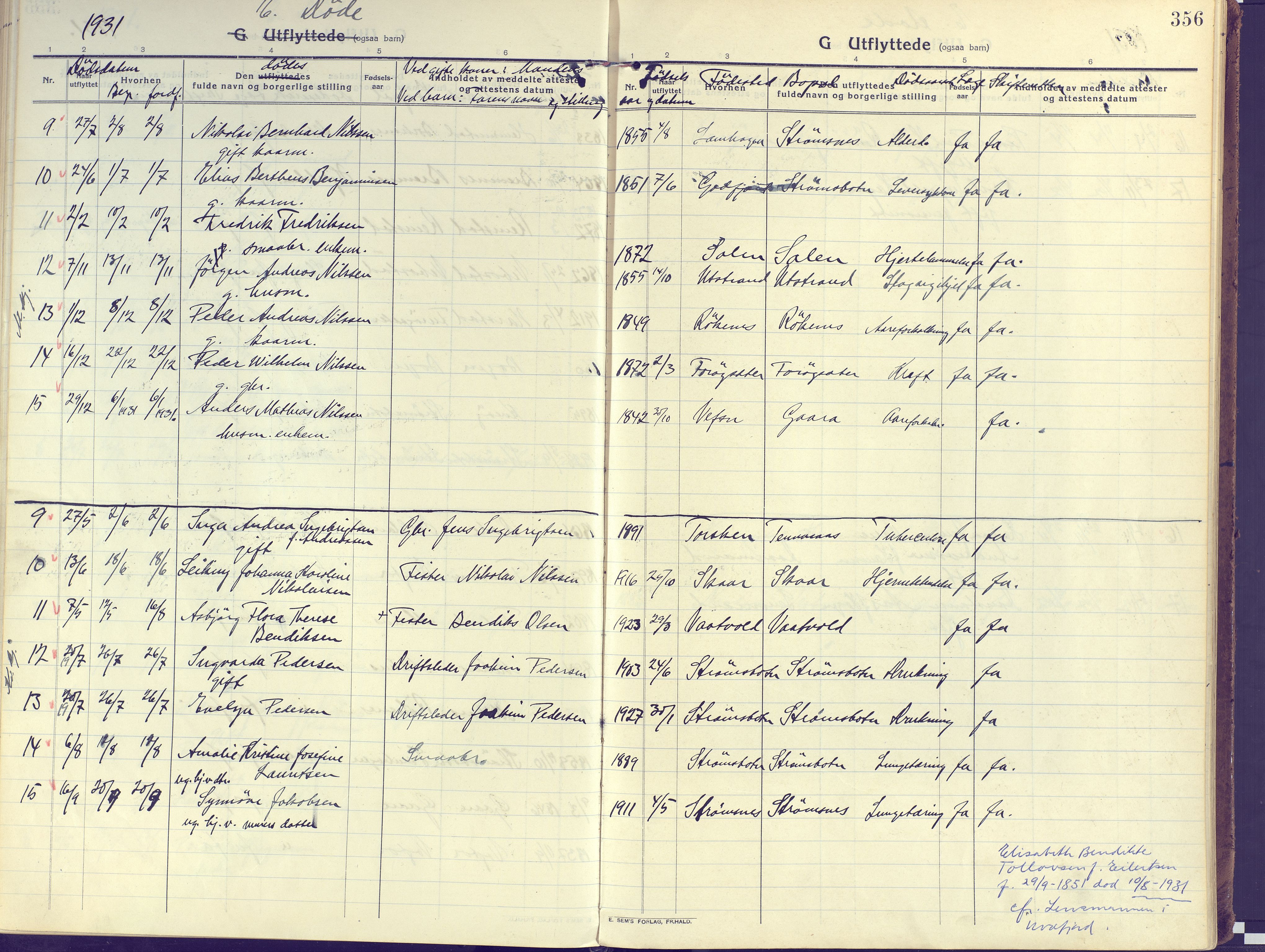 Kvæfjord sokneprestkontor, AV/SATØ-S-1323/G/Ga/Gaa/L0007kirke: Parish register (official) no. 7, 1915-1931, p. 356