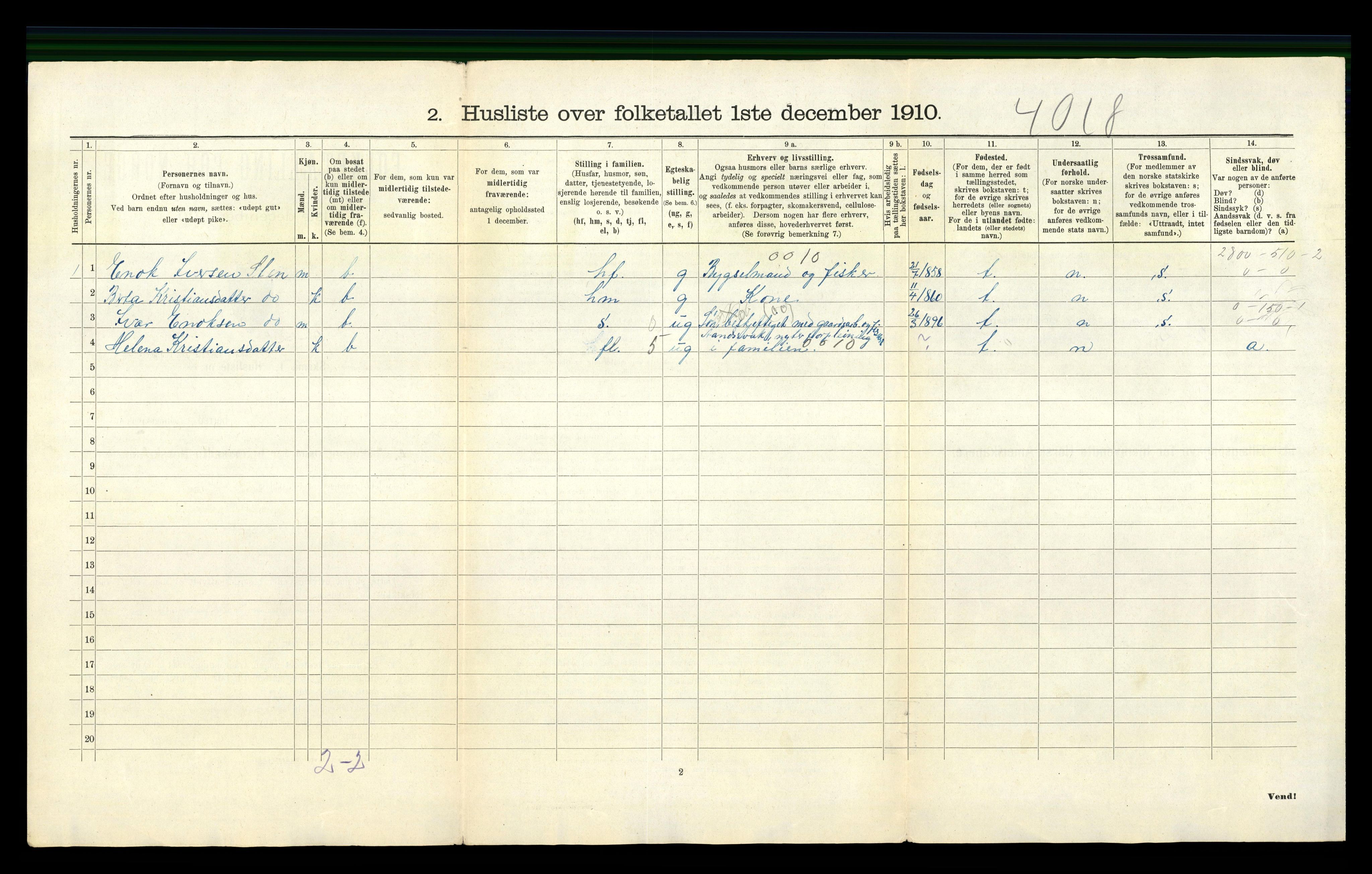 RA, 1910 census for Forsand, 1910, p. 40