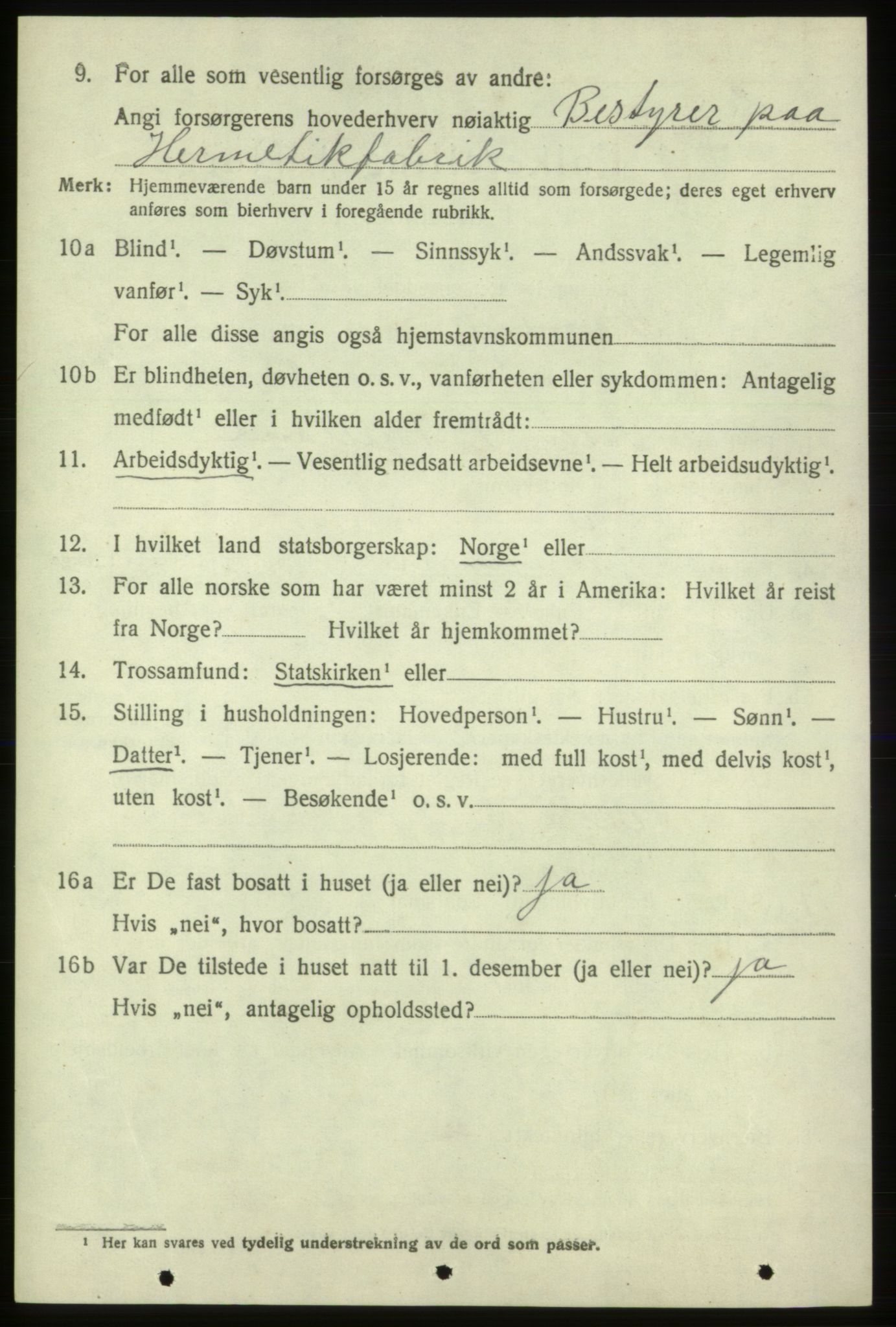 SAB, 1920 census for Skånevik, 1920, p. 3204