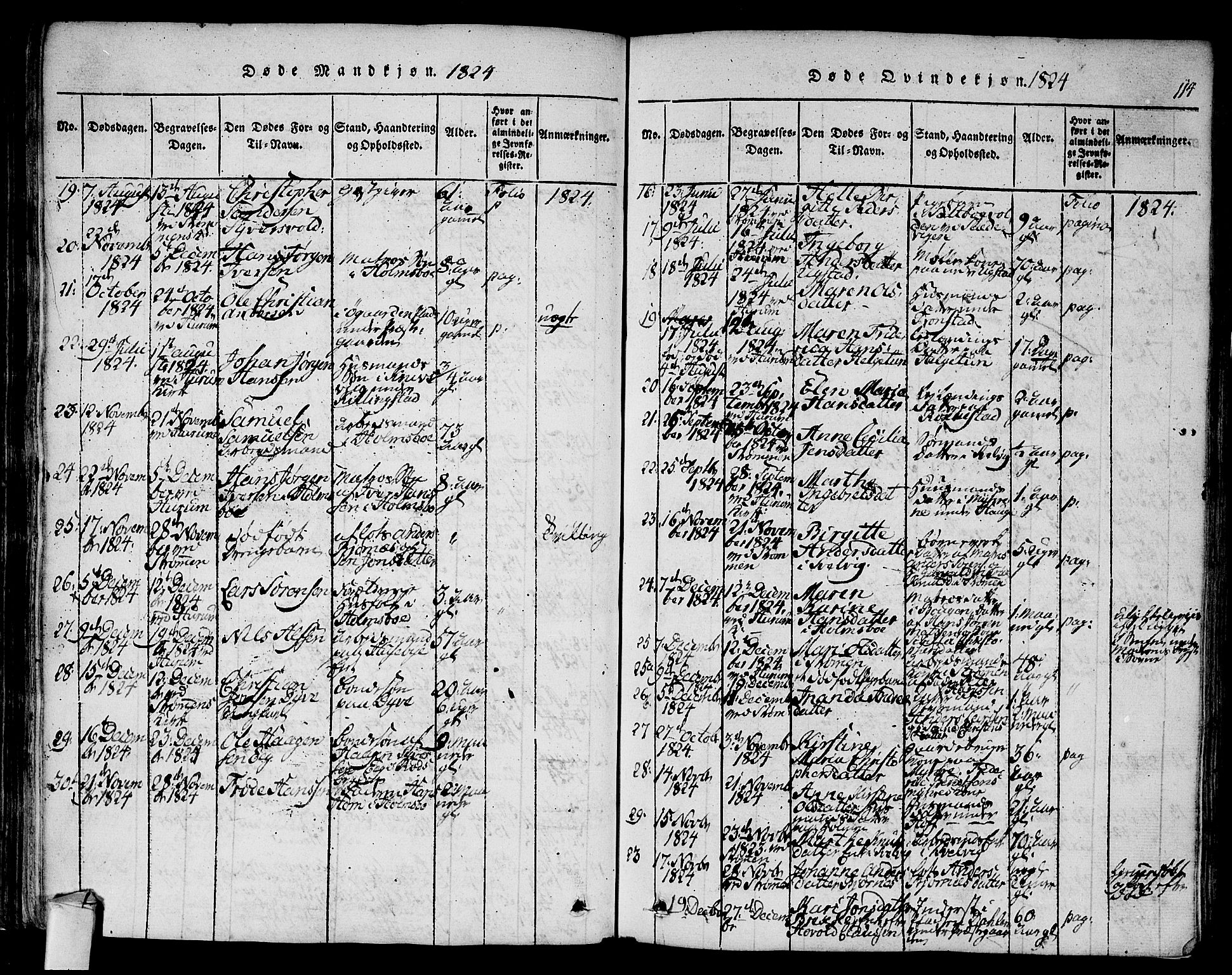 Hurum kirkebøker, SAKO/A-229/F/Fa/L0009: Parish register (official) no. 9, 1816-1826, p. 114