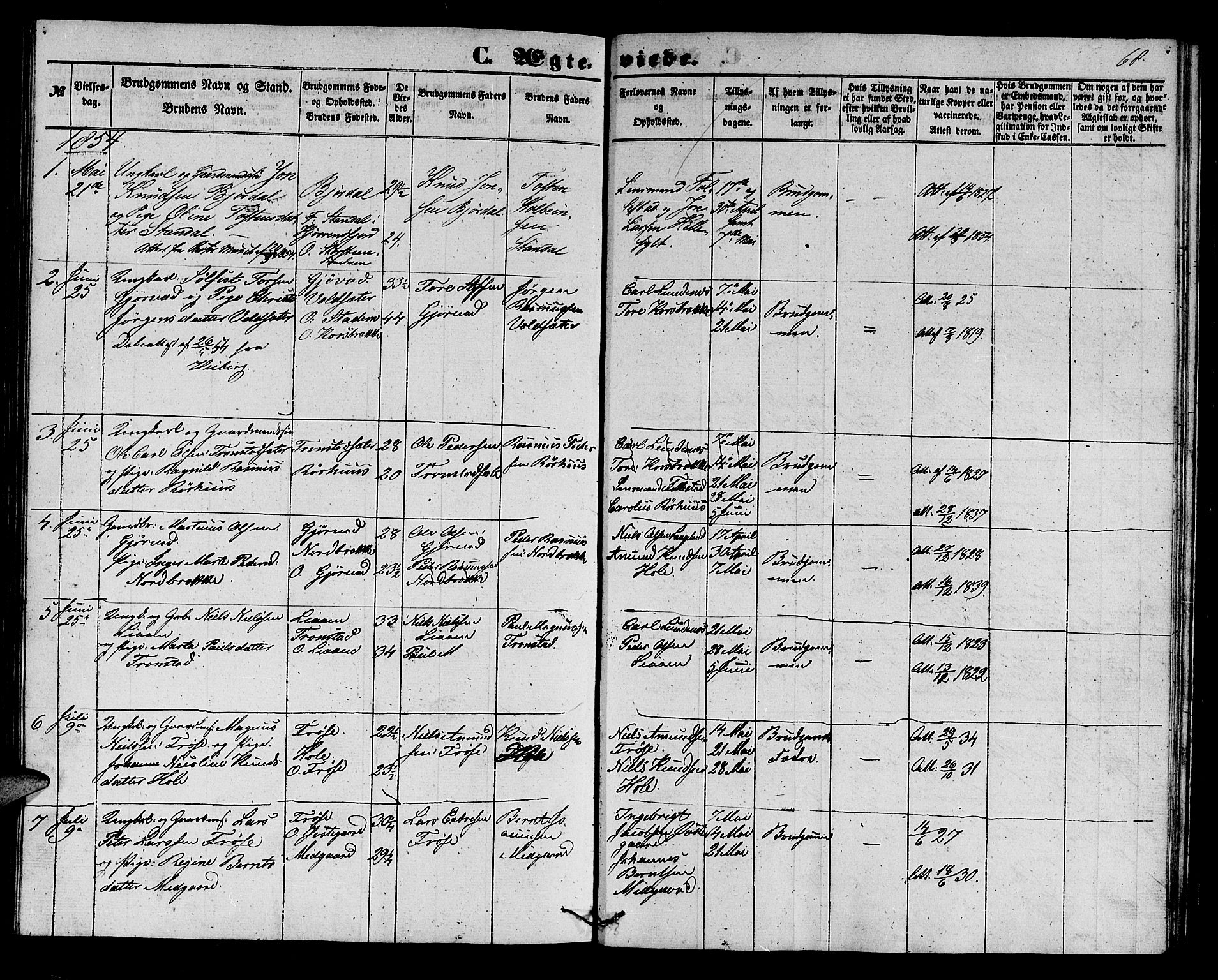 Ministerialprotokoller, klokkerbøker og fødselsregistre - Møre og Romsdal, SAT/A-1454/517/L0228: Parish register (copy) no. 517C01, 1854-1865, p. 68