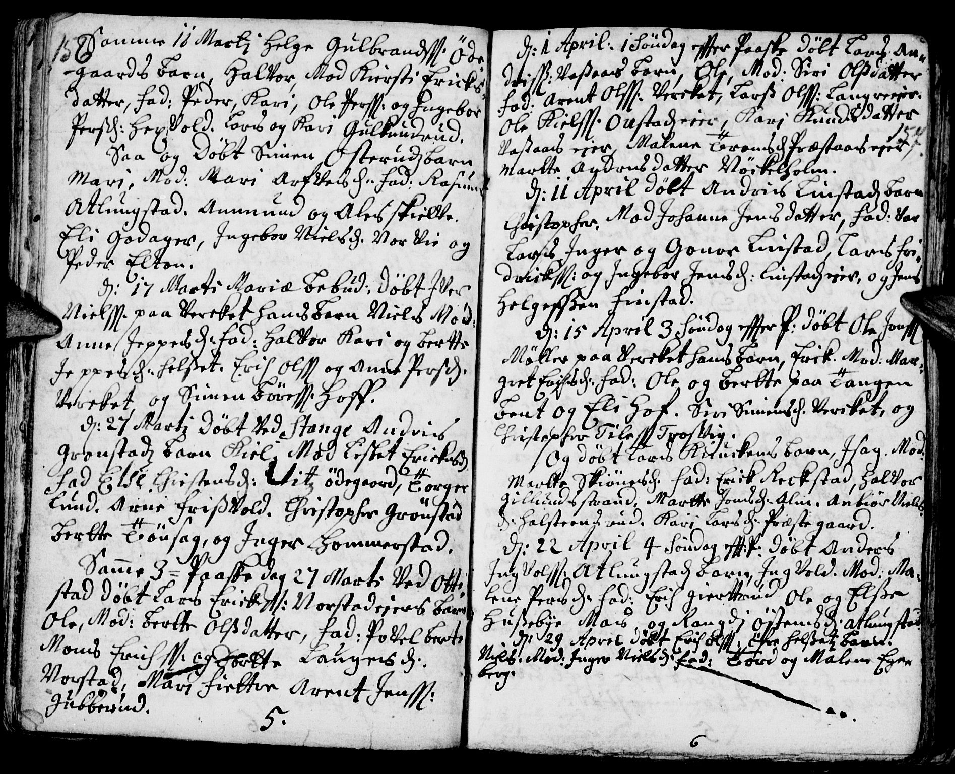 Stange prestekontor, AV/SAH-PREST-002/K/L0002: Parish register (official) no. 2, 1724-1740, p. 156-157