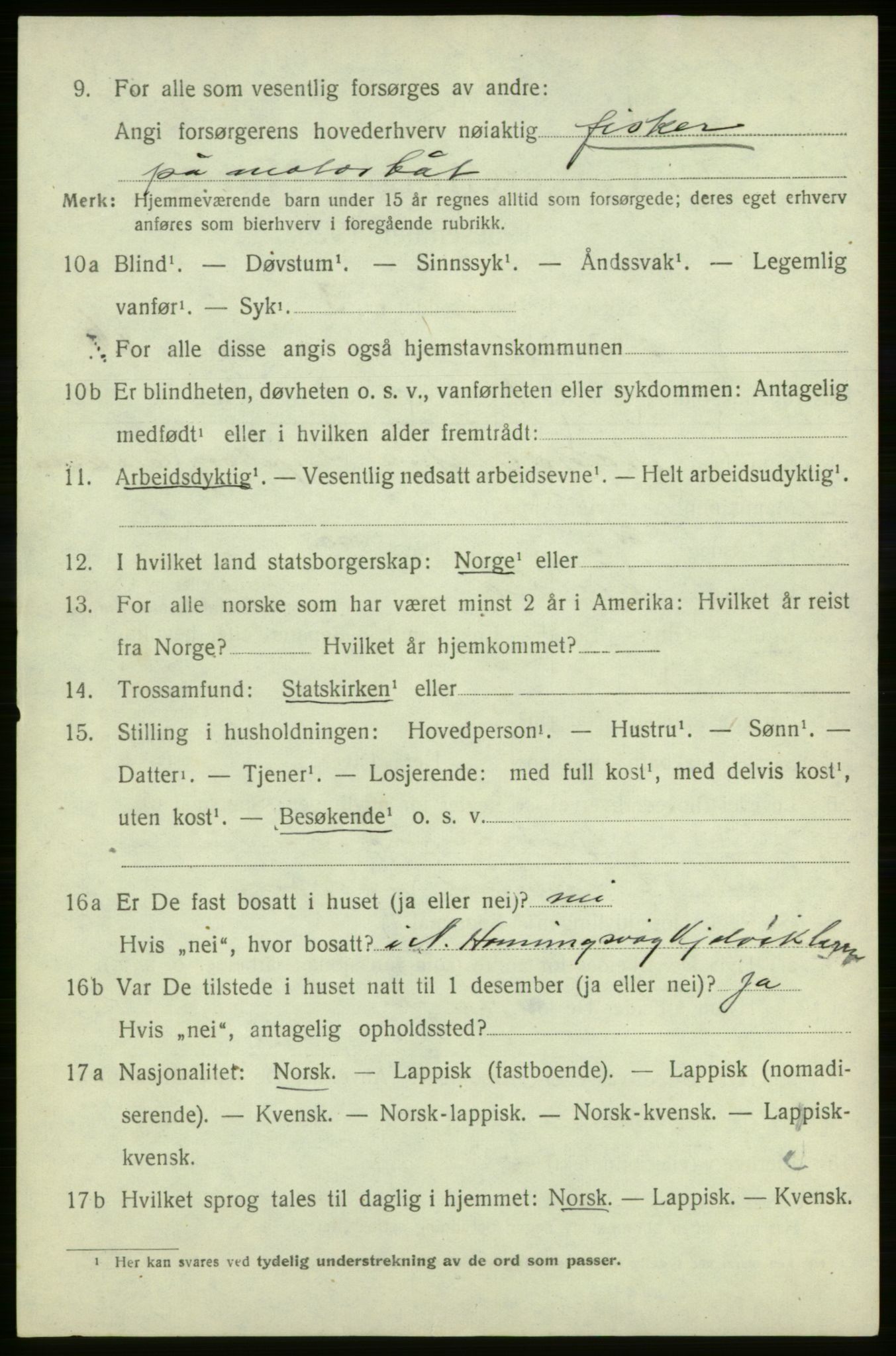 SATØ, 1920 census for Kjelvik, 1920, p. 3622