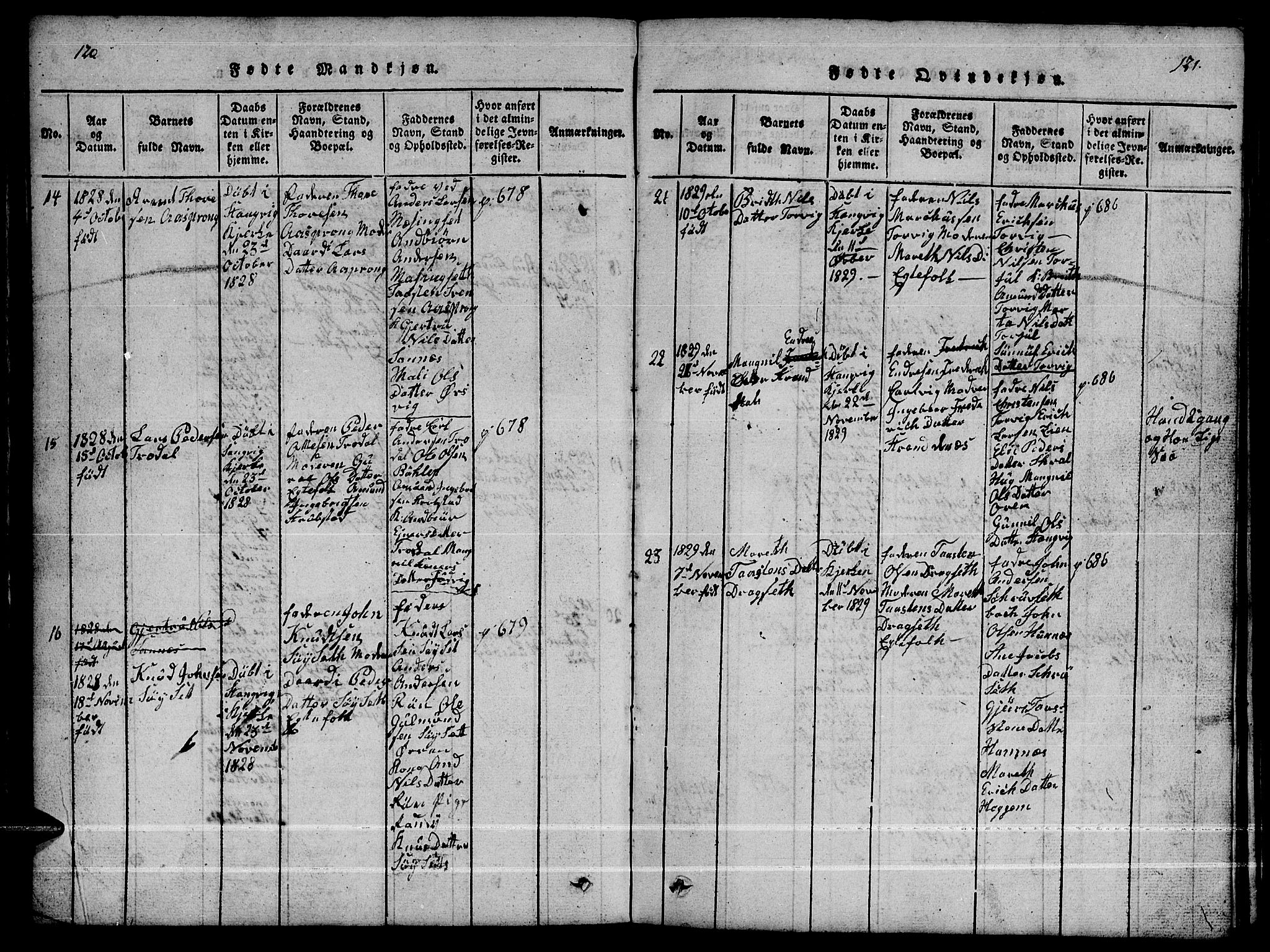 Ministerialprotokoller, klokkerbøker og fødselsregistre - Møre og Romsdal, AV/SAT-A-1454/592/L1031: Parish register (copy) no. 592C01, 1820-1833, p. 120-121