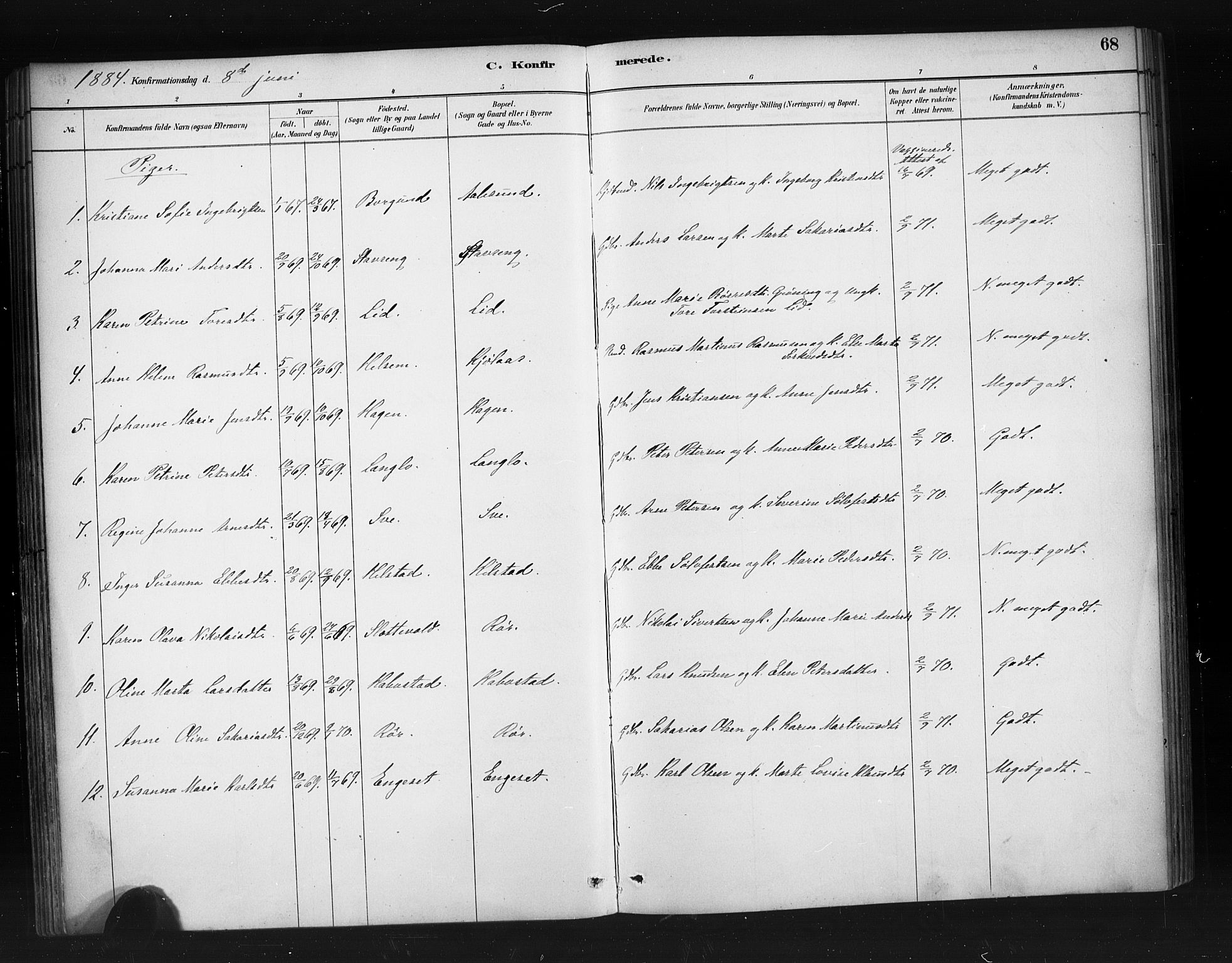 Ministerialprotokoller, klokkerbøker og fødselsregistre - Møre og Romsdal, SAT/A-1454/520/L0283: Parish register (official) no. 520A12, 1882-1898, p. 68