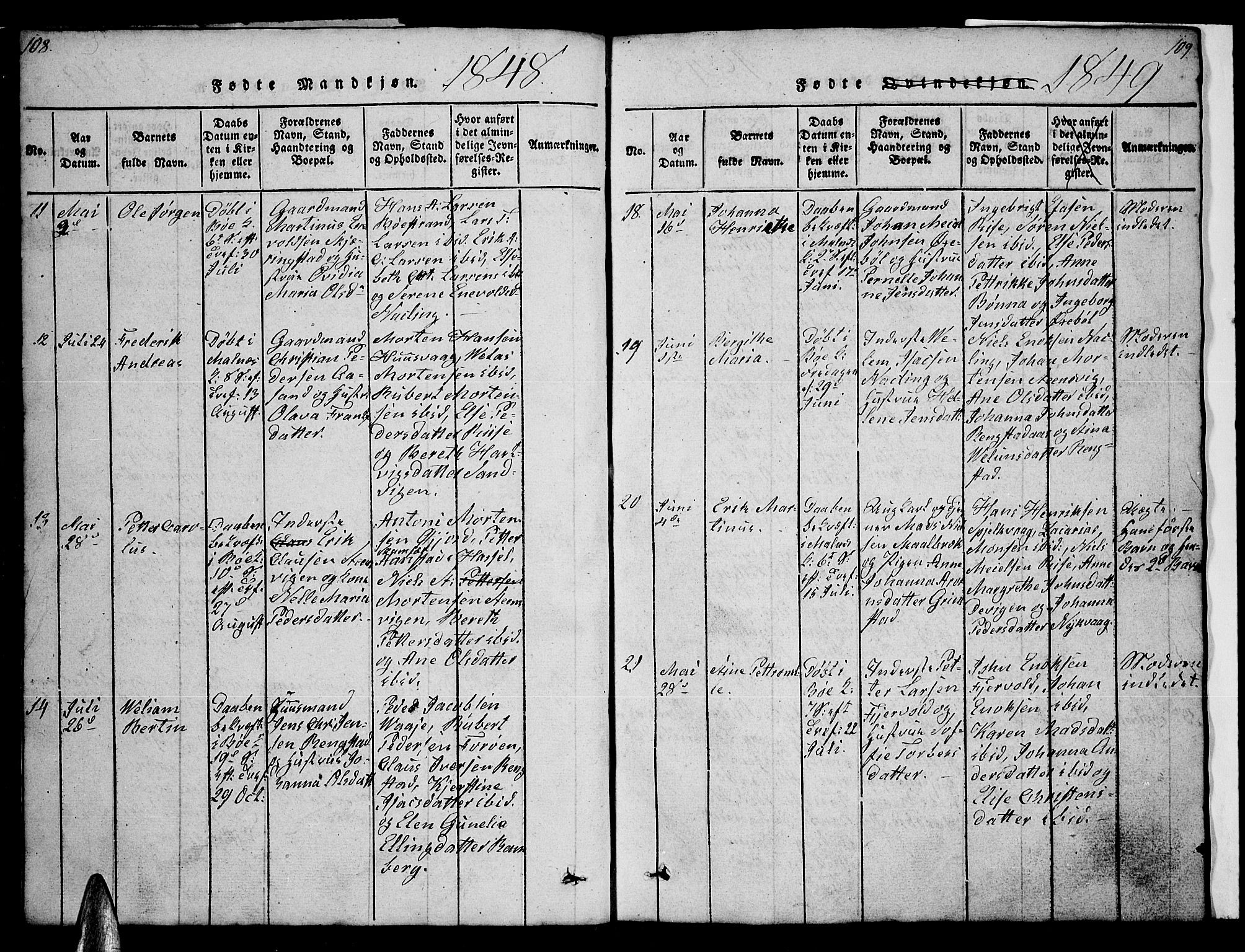 Ministerialprotokoller, klokkerbøker og fødselsregistre - Nordland, AV/SAT-A-1459/891/L1312: Parish register (copy) no. 891C01, 1820-1856, p. 108-109