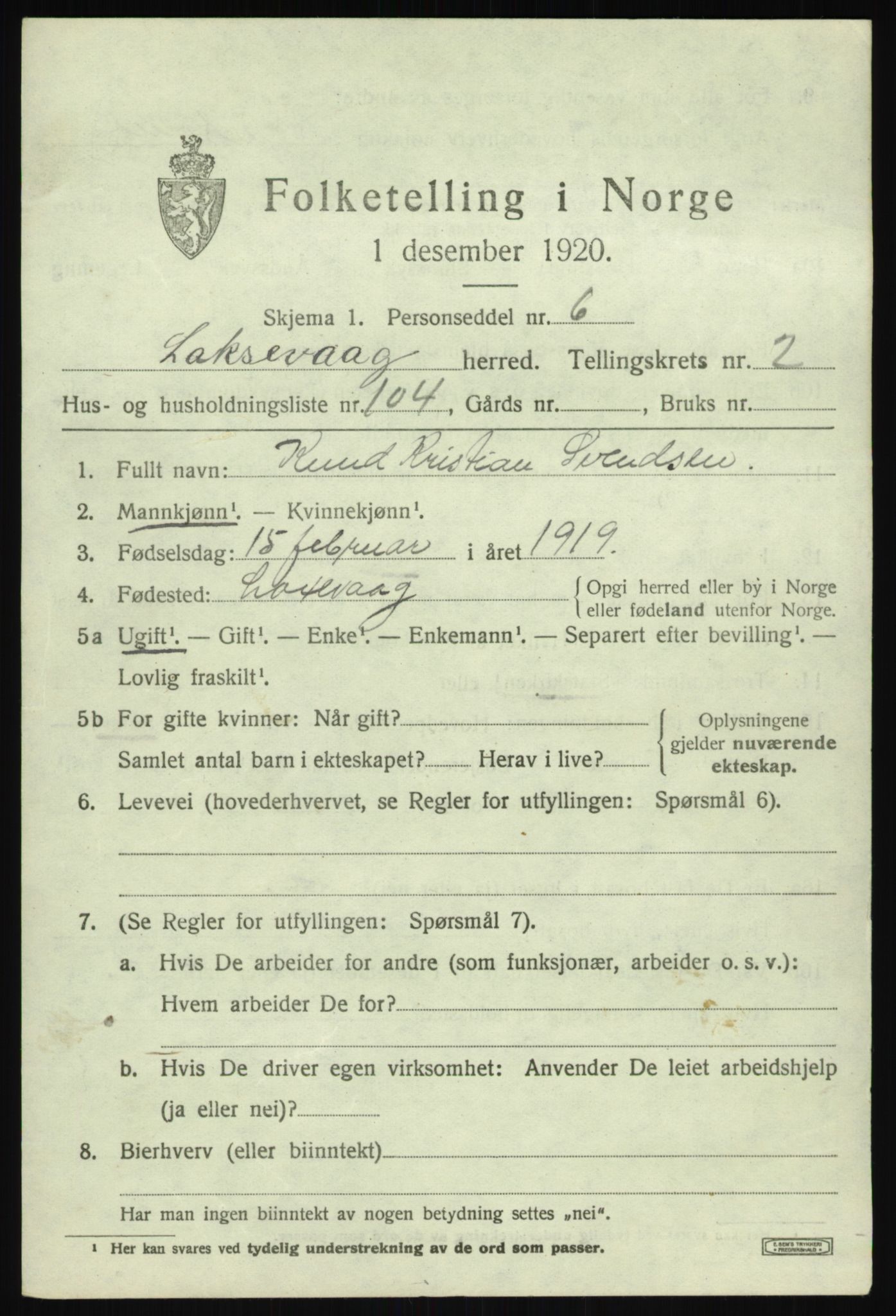 SAB, 1920 census for Laksevåg, 1920, p. 7906