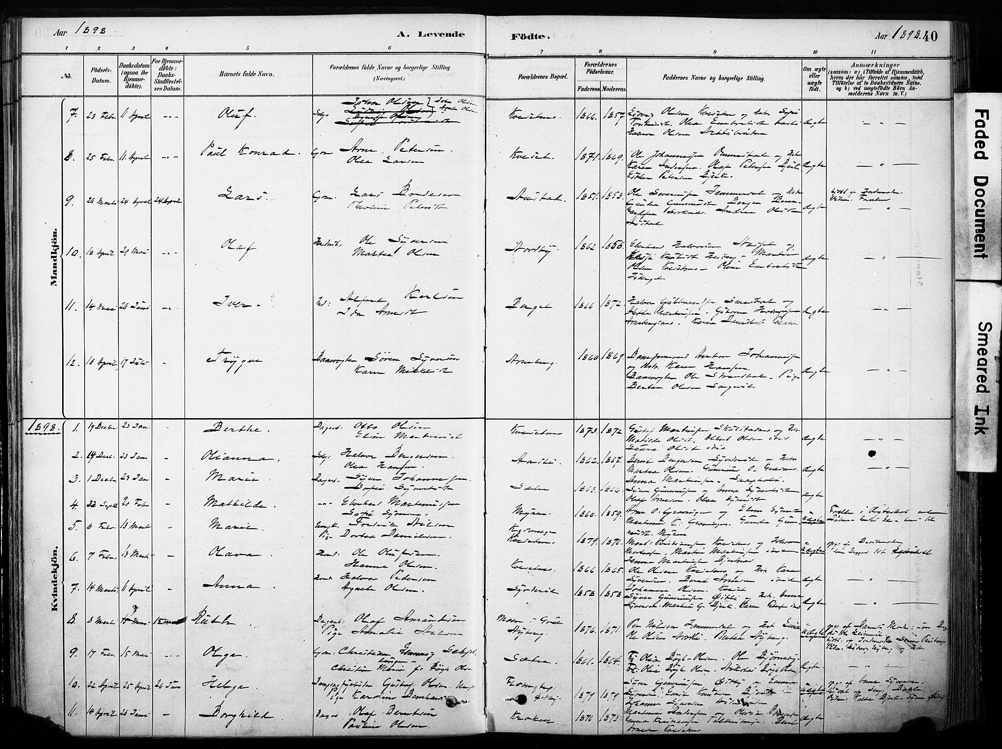 Hof prestekontor, SAH/PREST-038/H/Ha/Haa/L0011: Parish register (official) no. 11, 1879-1911, p. 40