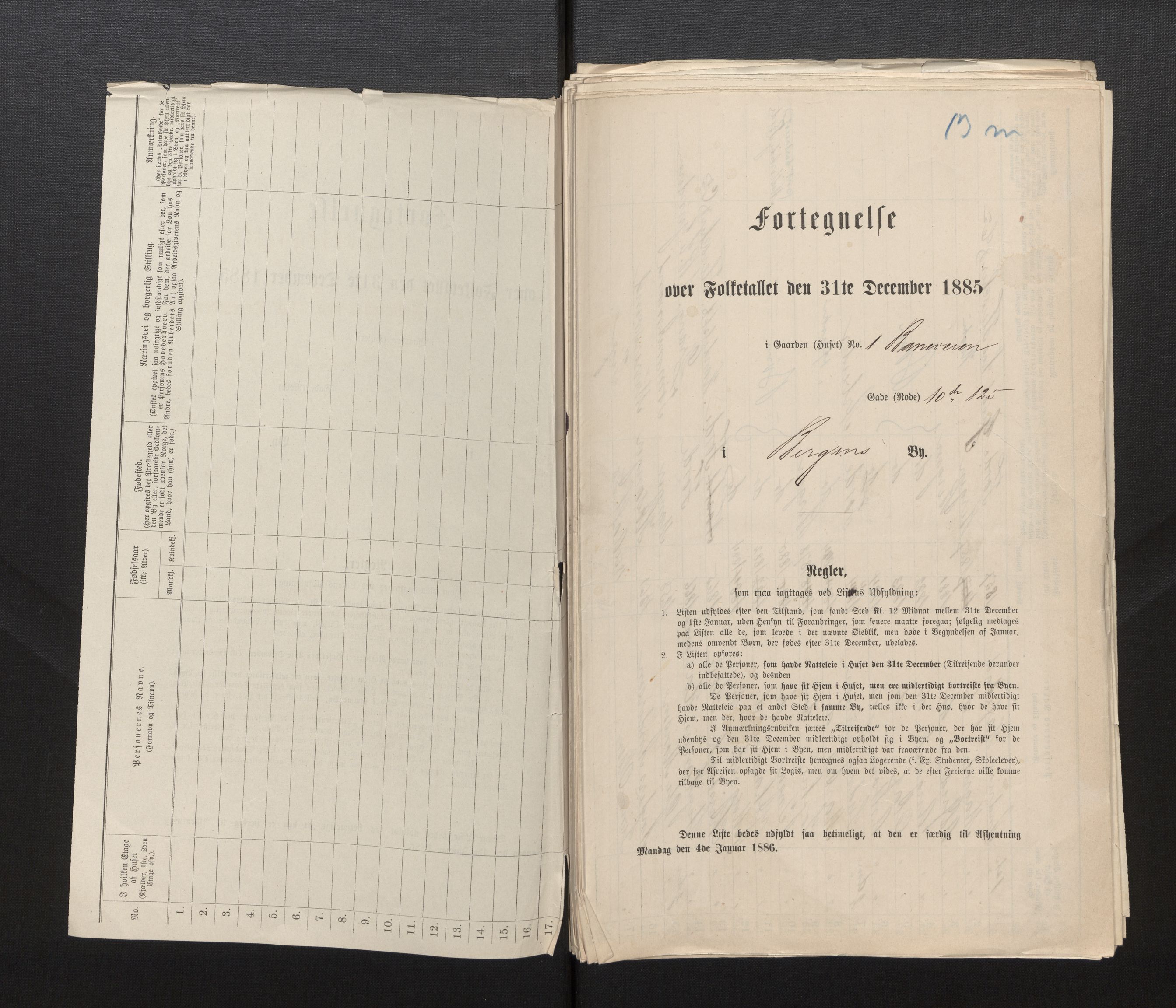 SAB, 1885 census for 1301 Bergen, 1885, p. 324