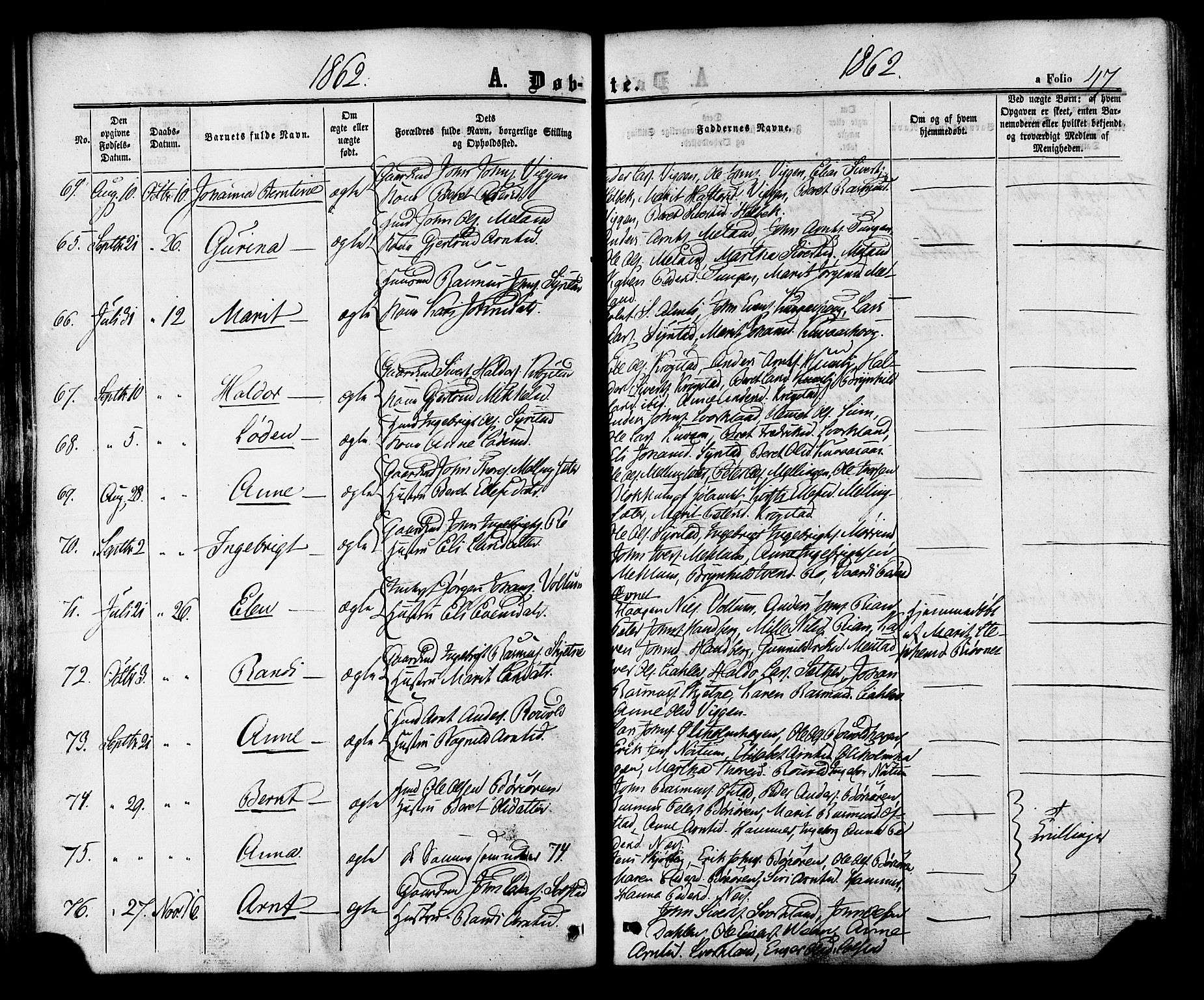 Ministerialprotokoller, klokkerbøker og fødselsregistre - Sør-Trøndelag, SAT/A-1456/665/L0772: Parish register (official) no. 665A07, 1856-1878, p. 47