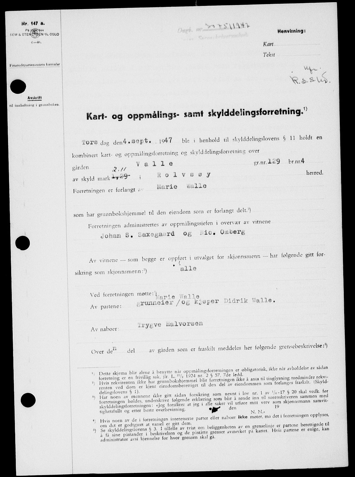 Onsøy sorenskriveri, SAO/A-10474/G/Ga/Gab/L0021: Mortgage book no. II A-21, 1947-1947, Diary no: : 3075/1947