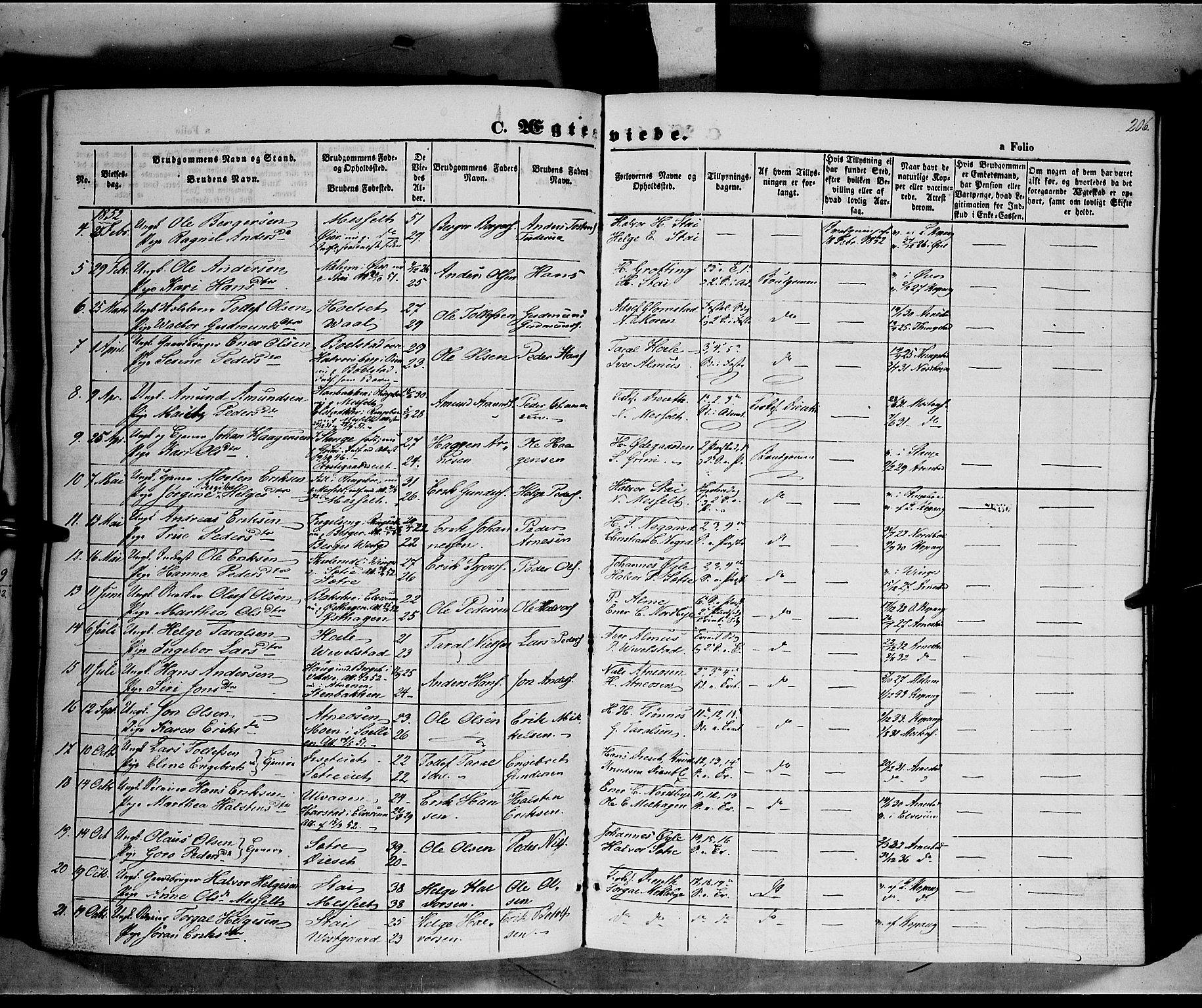 Åmot prestekontor, Hedmark, SAH/PREST-056/H/Ha/Haa/L0006: Parish register (official) no. 6, 1842-1861, p. 206