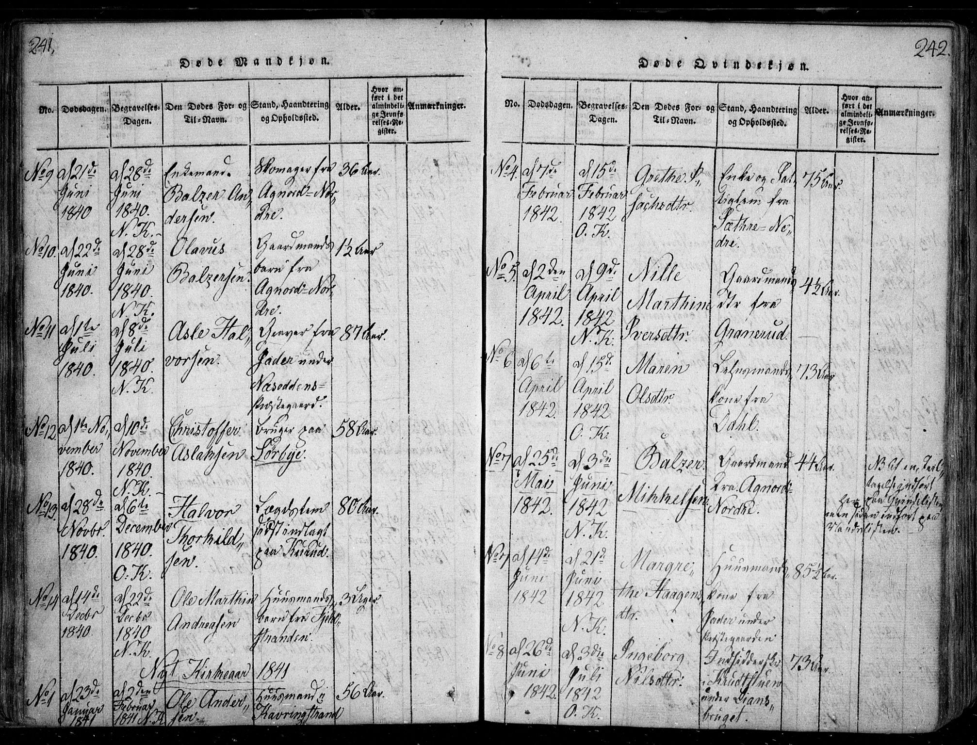 Nesodden prestekontor Kirkebøker, SAO/A-10013/F/Fa/L0006: Parish register (official) no. I 6, 1814-1847, p. 241-242