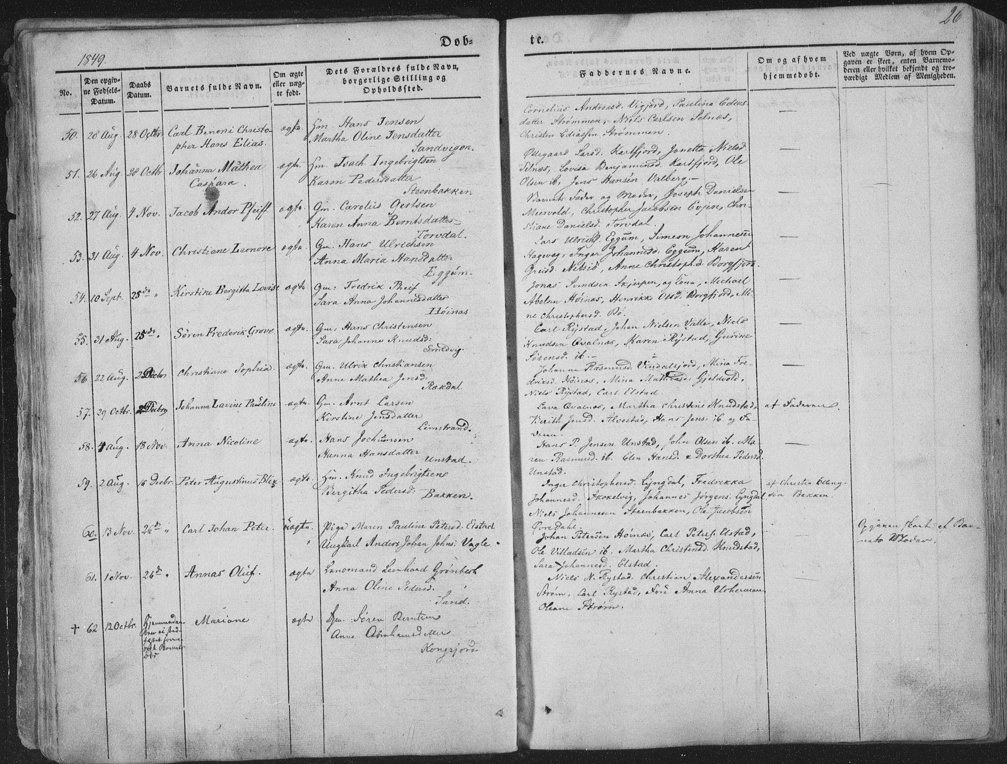 Ministerialprotokoller, klokkerbøker og fødselsregistre - Nordland, SAT/A-1459/880/L1131: Parish register (official) no. 880A05, 1844-1868, p. 26