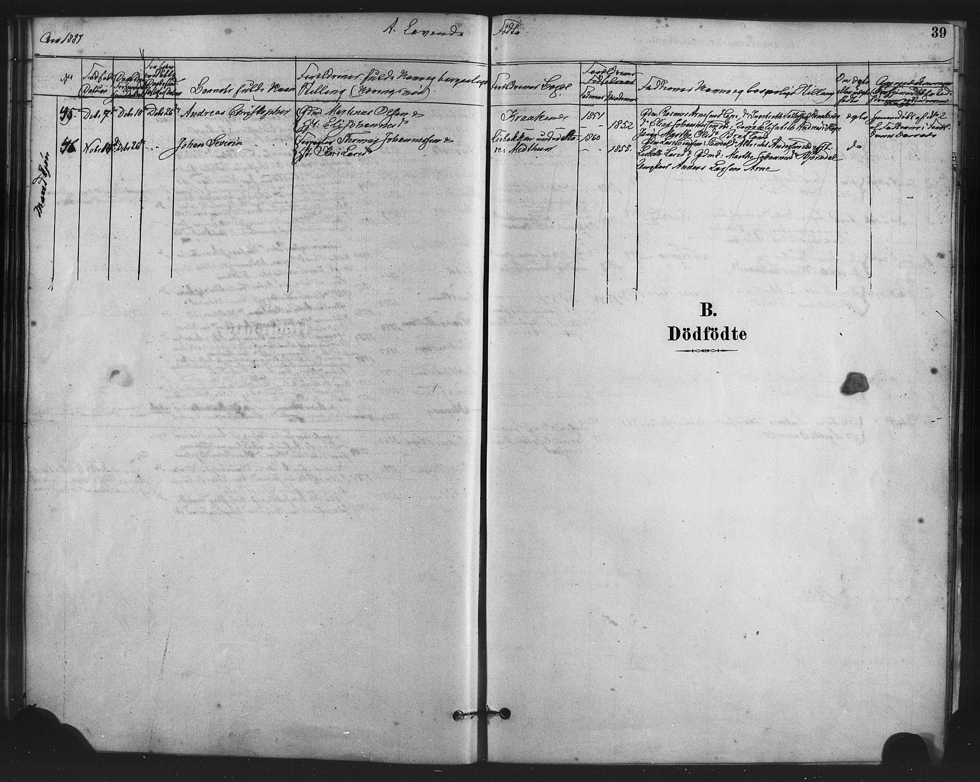 Fana Sokneprestembete, SAB/A-75101/H/Haa/Haai/L0001: Parish register (official) no. I 1, 1878-1888, p. 39
